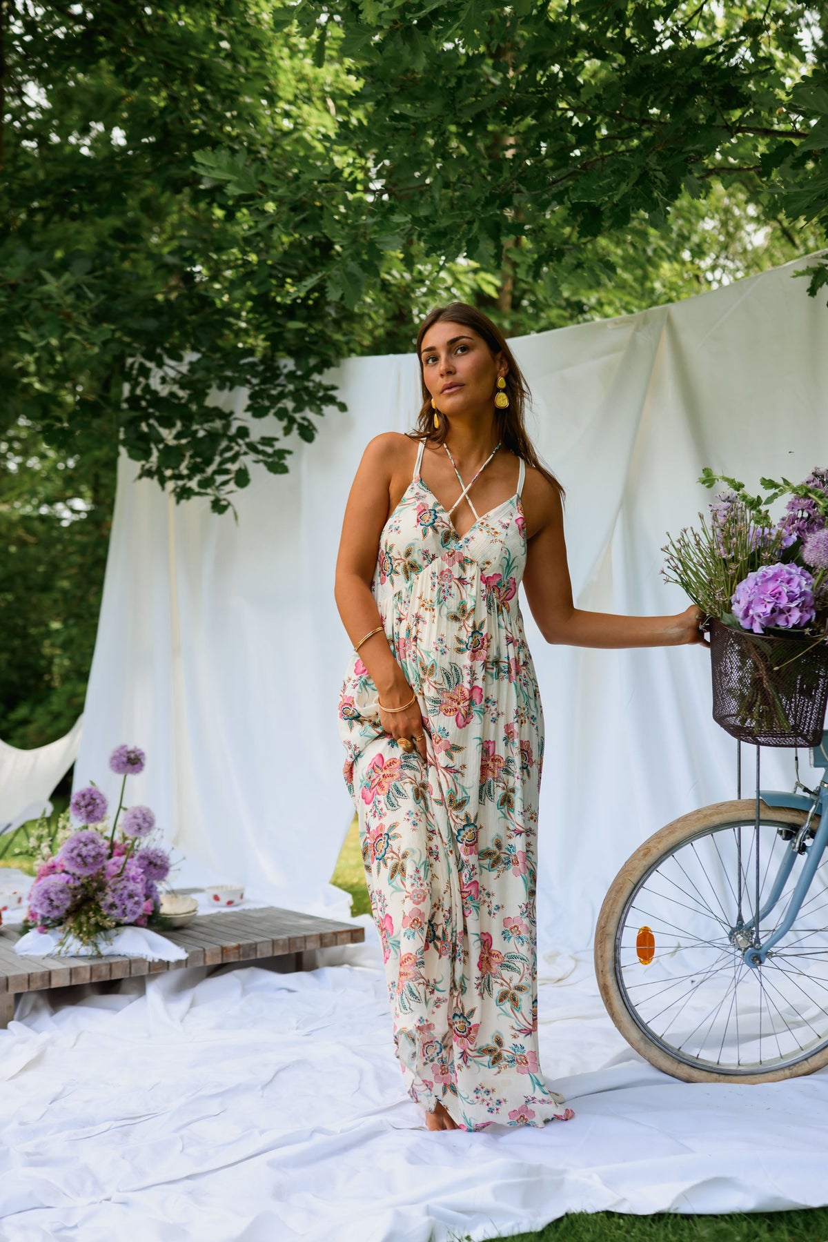 Robe Della - écrue à fleurs