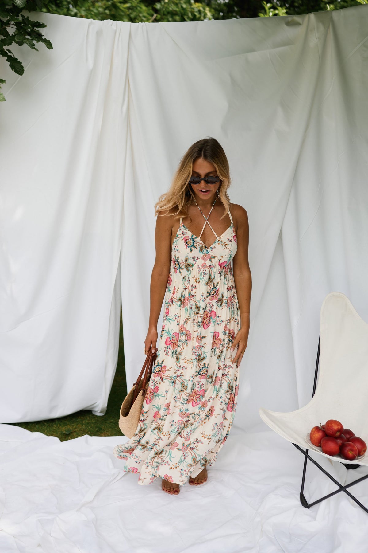 Robe Della - écrue à fleurs