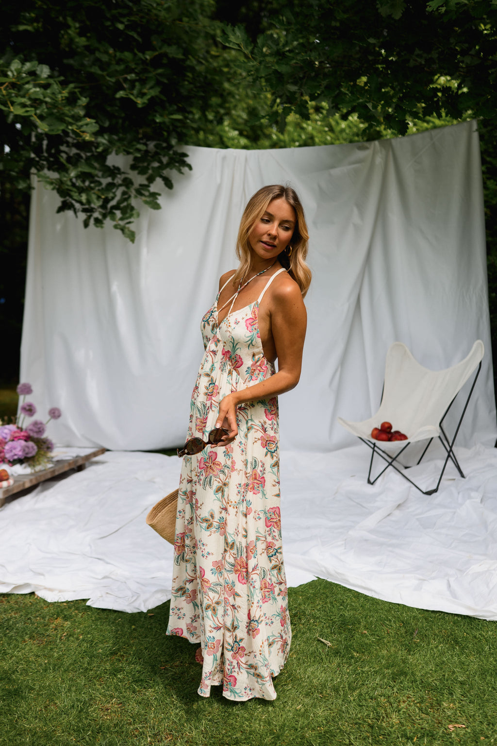 Robe Della - écrue à fleurs