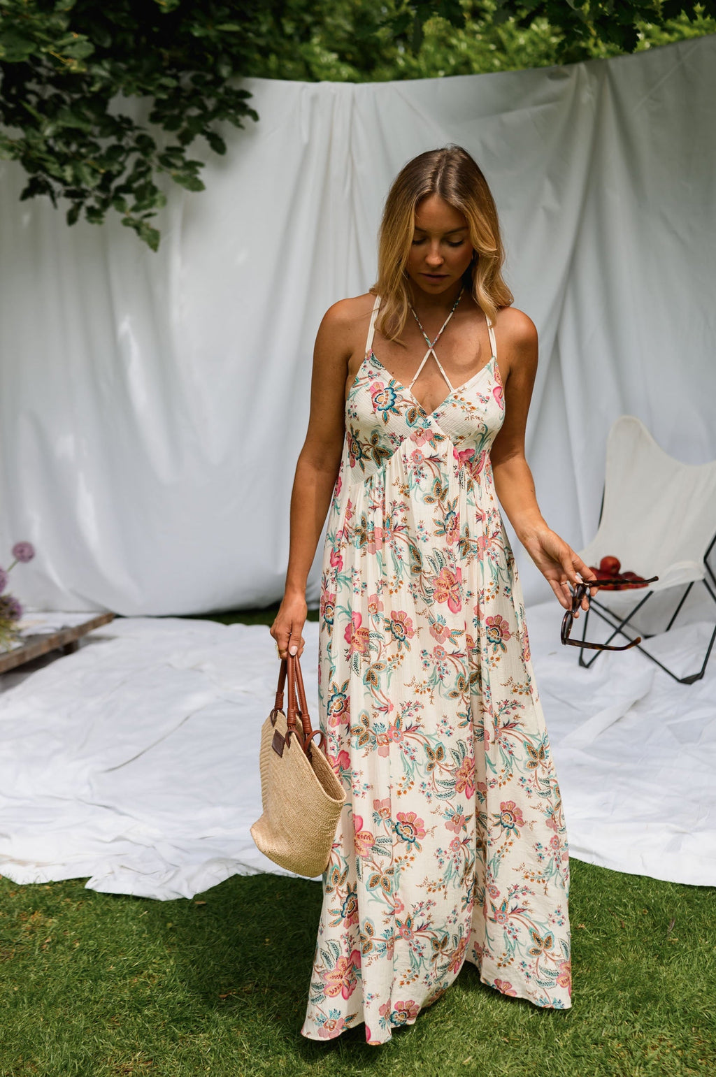 Robe Della - écrue à fleurs