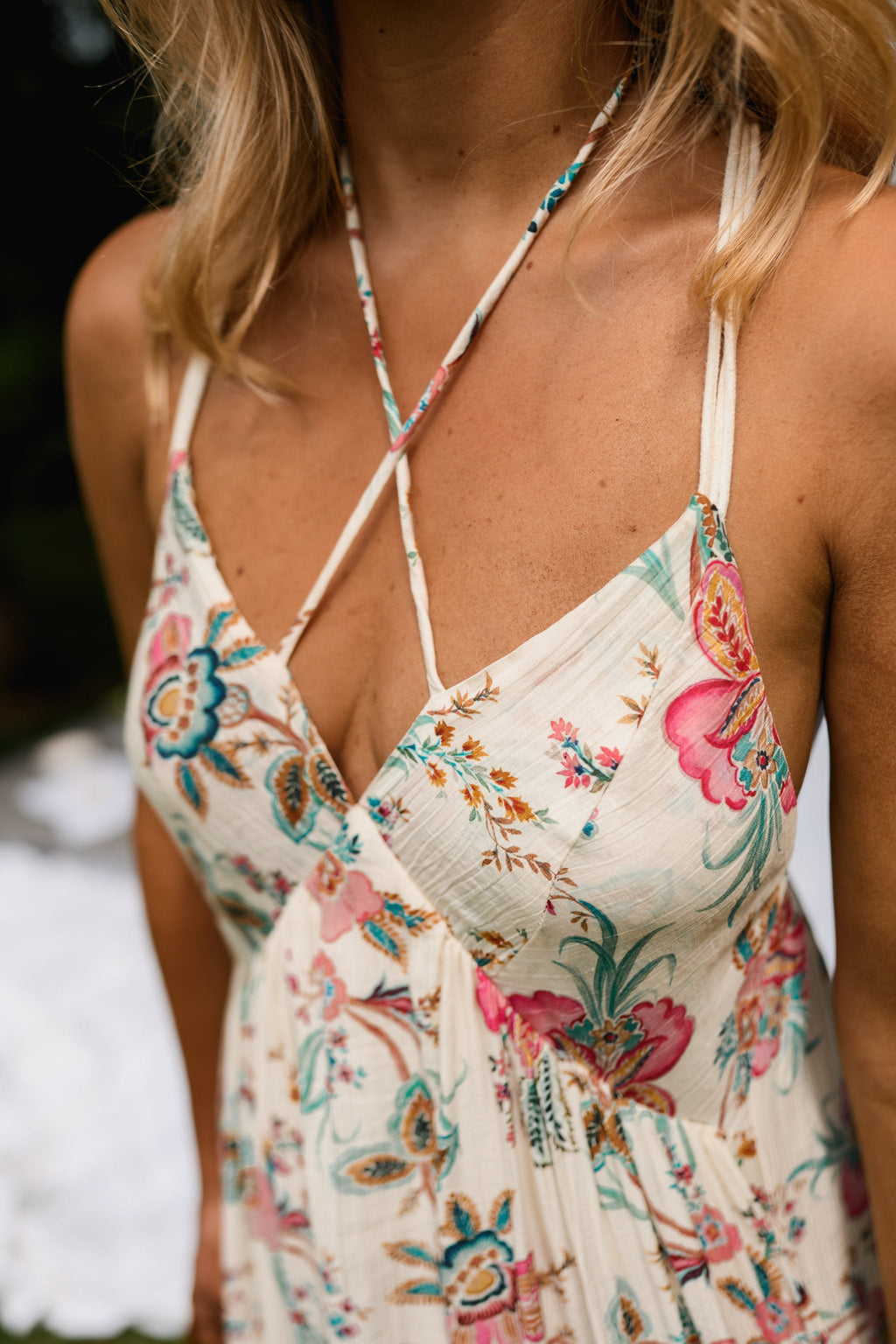 Robe Della - écrue à fleurs