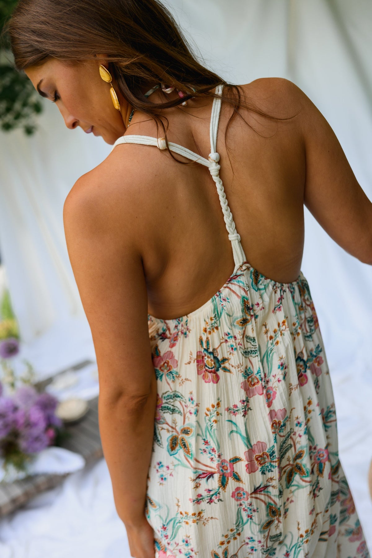 Robe Della - écrue à fleurs