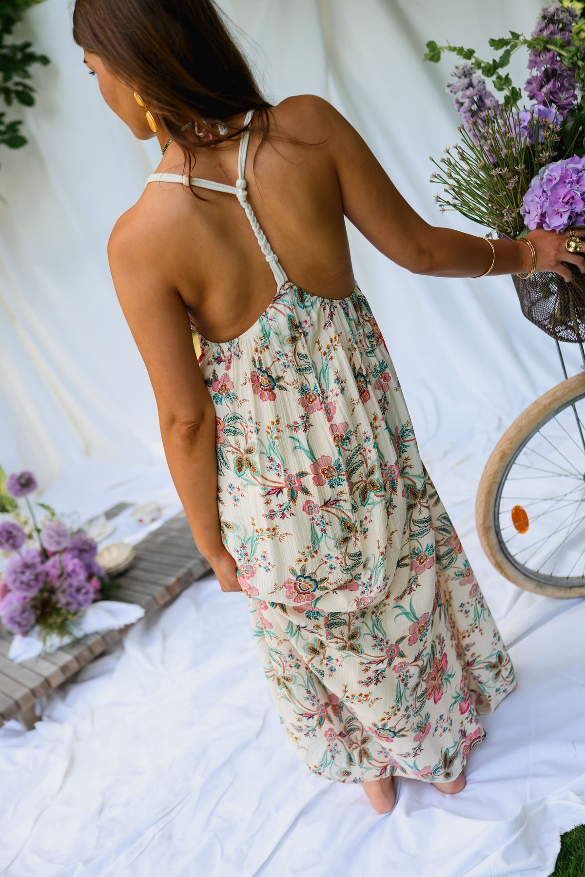 Robe Della - écrue à fleurs