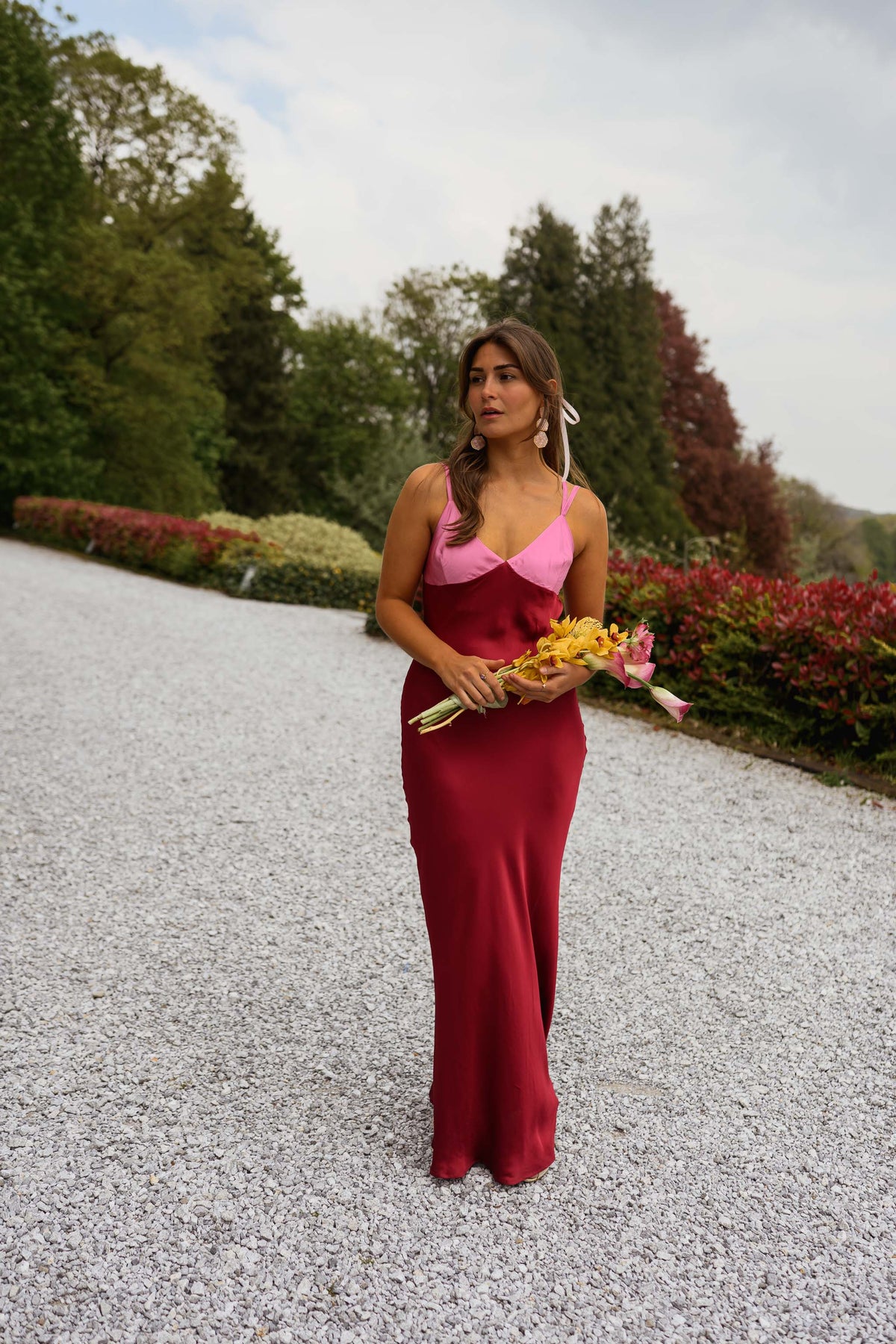 Robe Farah - rose et bordeaux