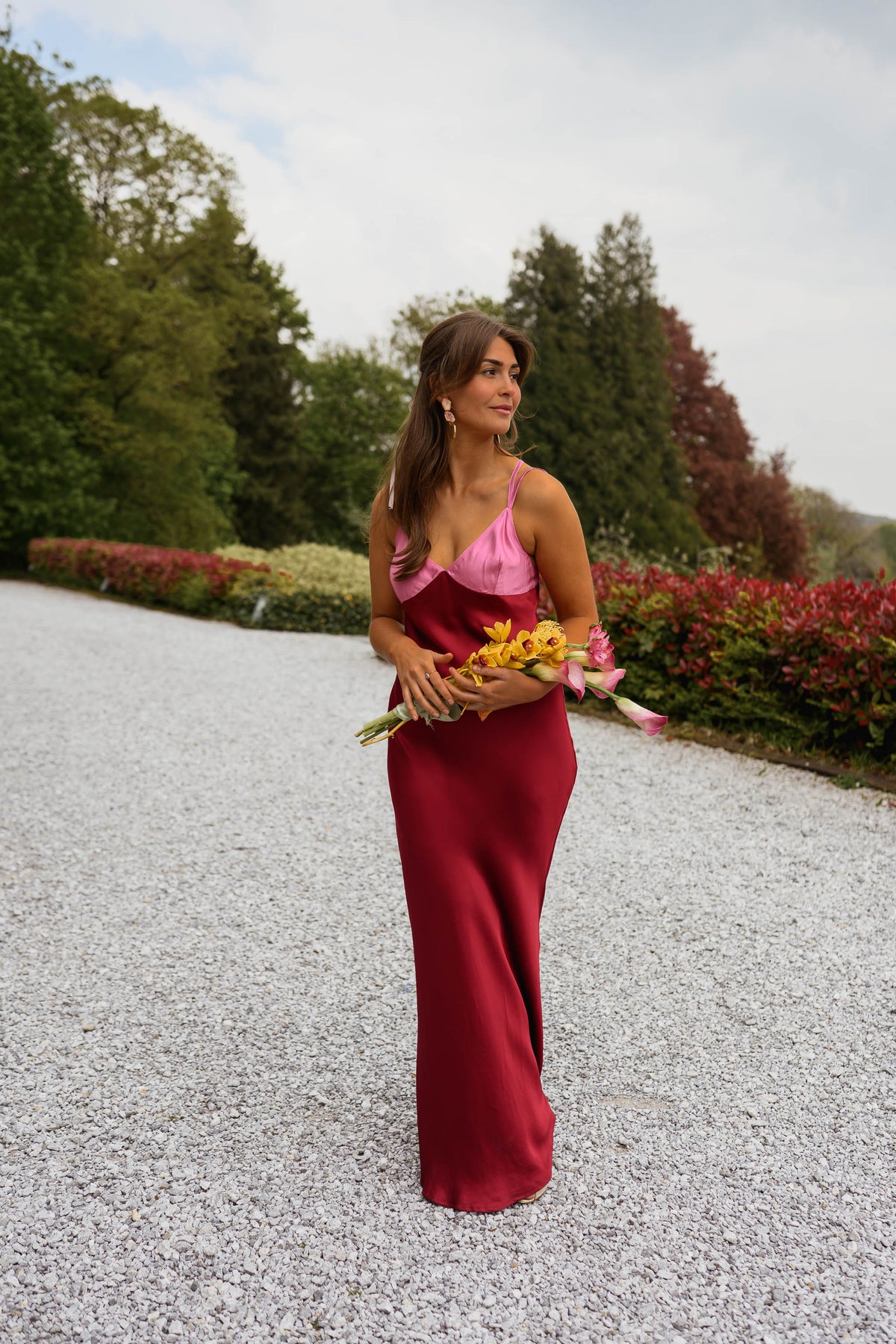 Robe Farah - rose et bordeaux