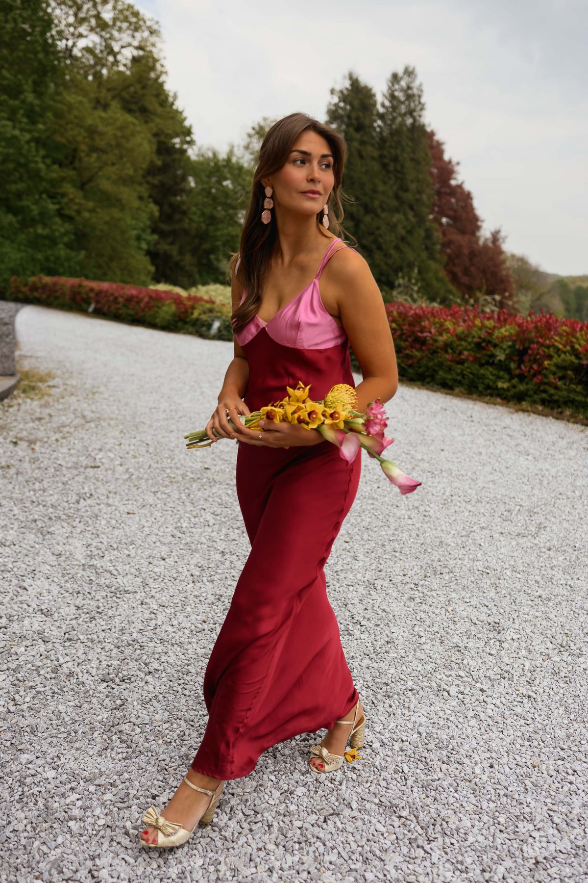 Robe Farah - rose et bordeaux