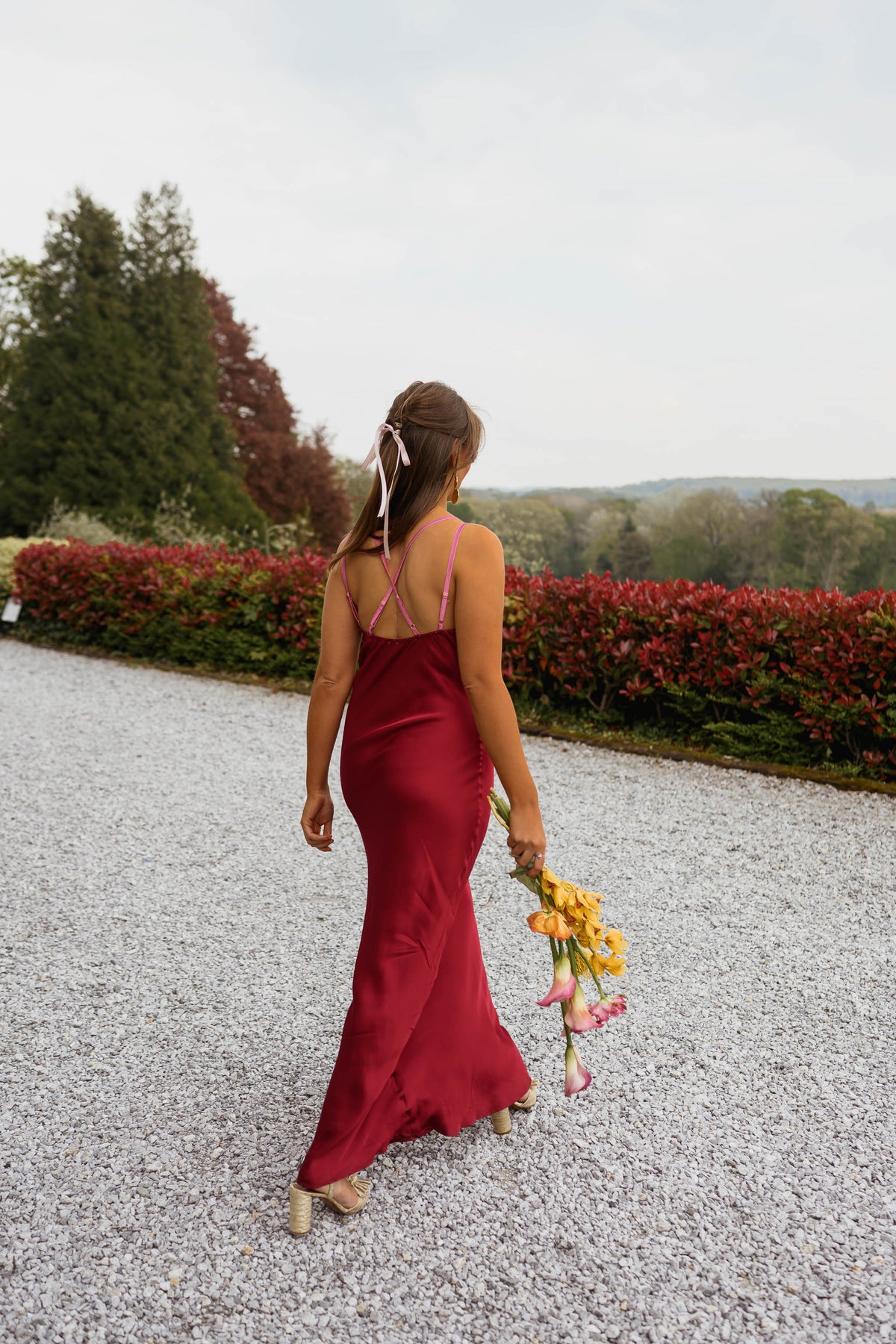 Robe Farah - rose et bordeaux