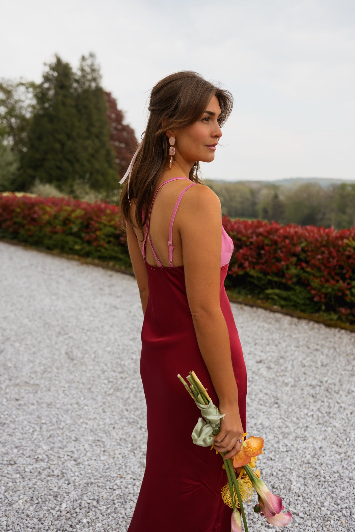 Robe Farah - rose et bordeaux