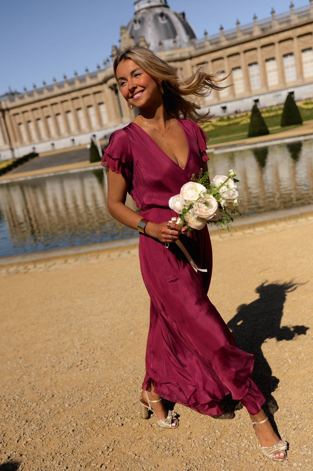 Robe Francoise - framboise en soie
