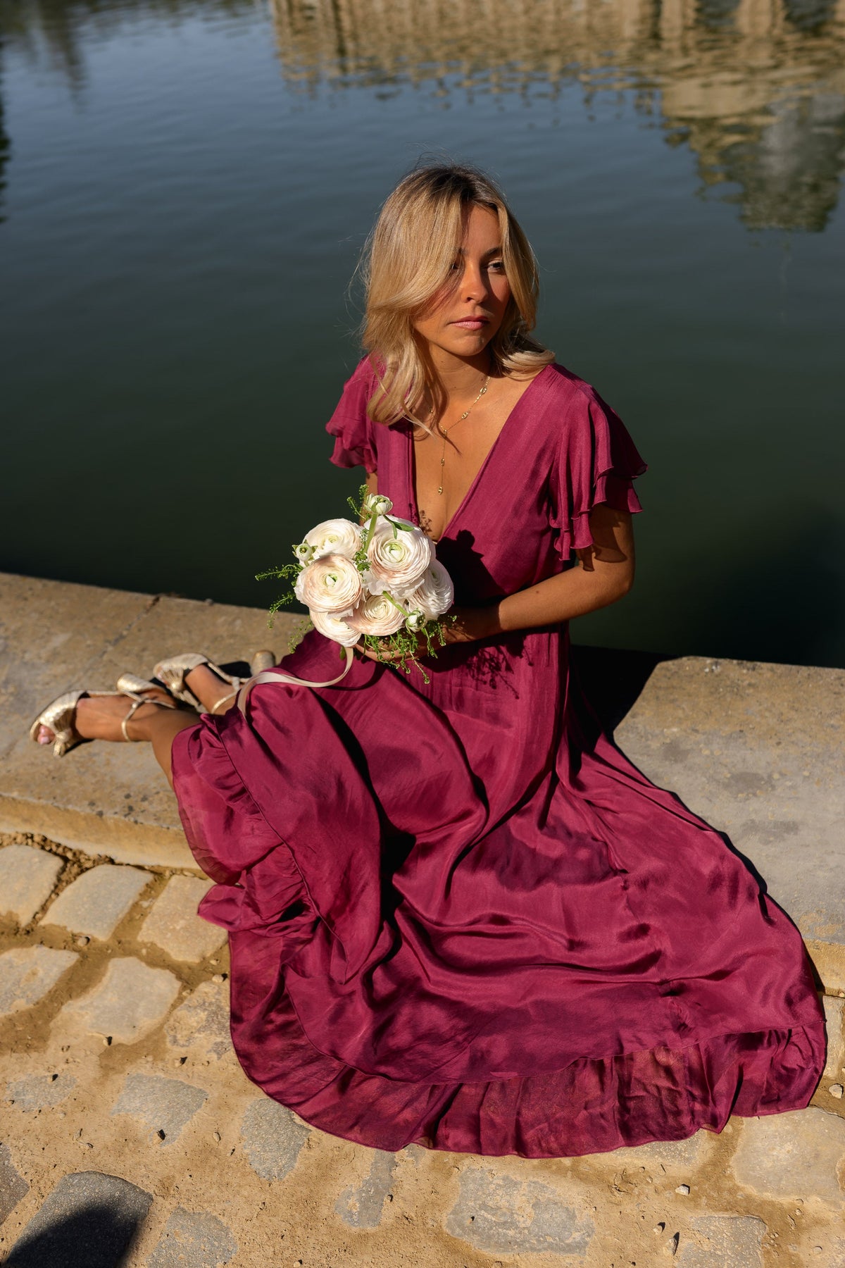 Robe Francoise - framboise en soie