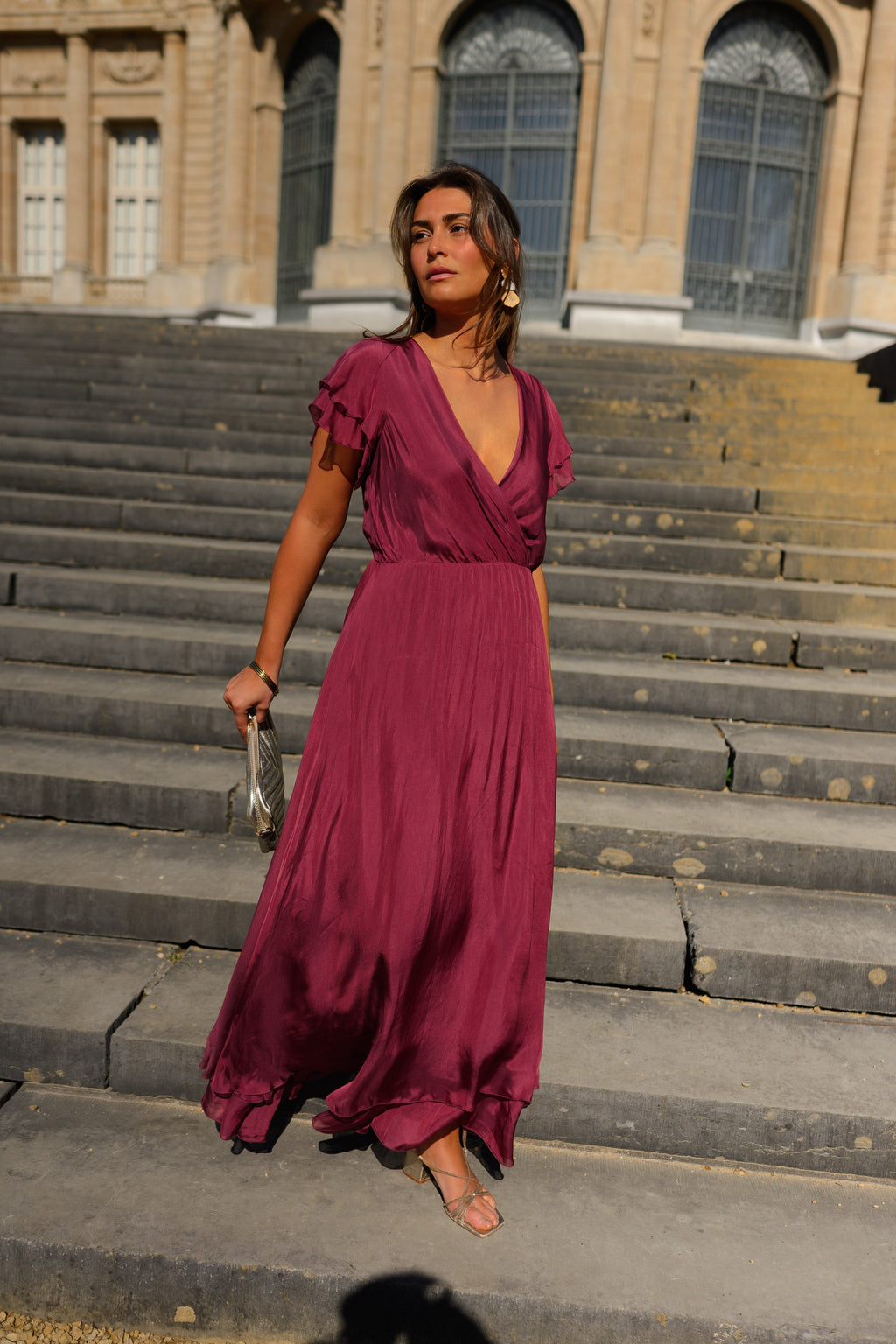 Robe Francoise - framboise en soie