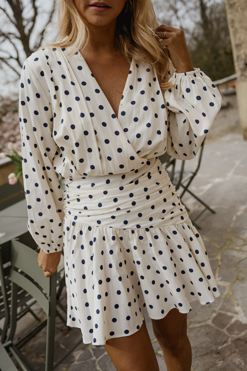 Robe Halie - écrue à pois
