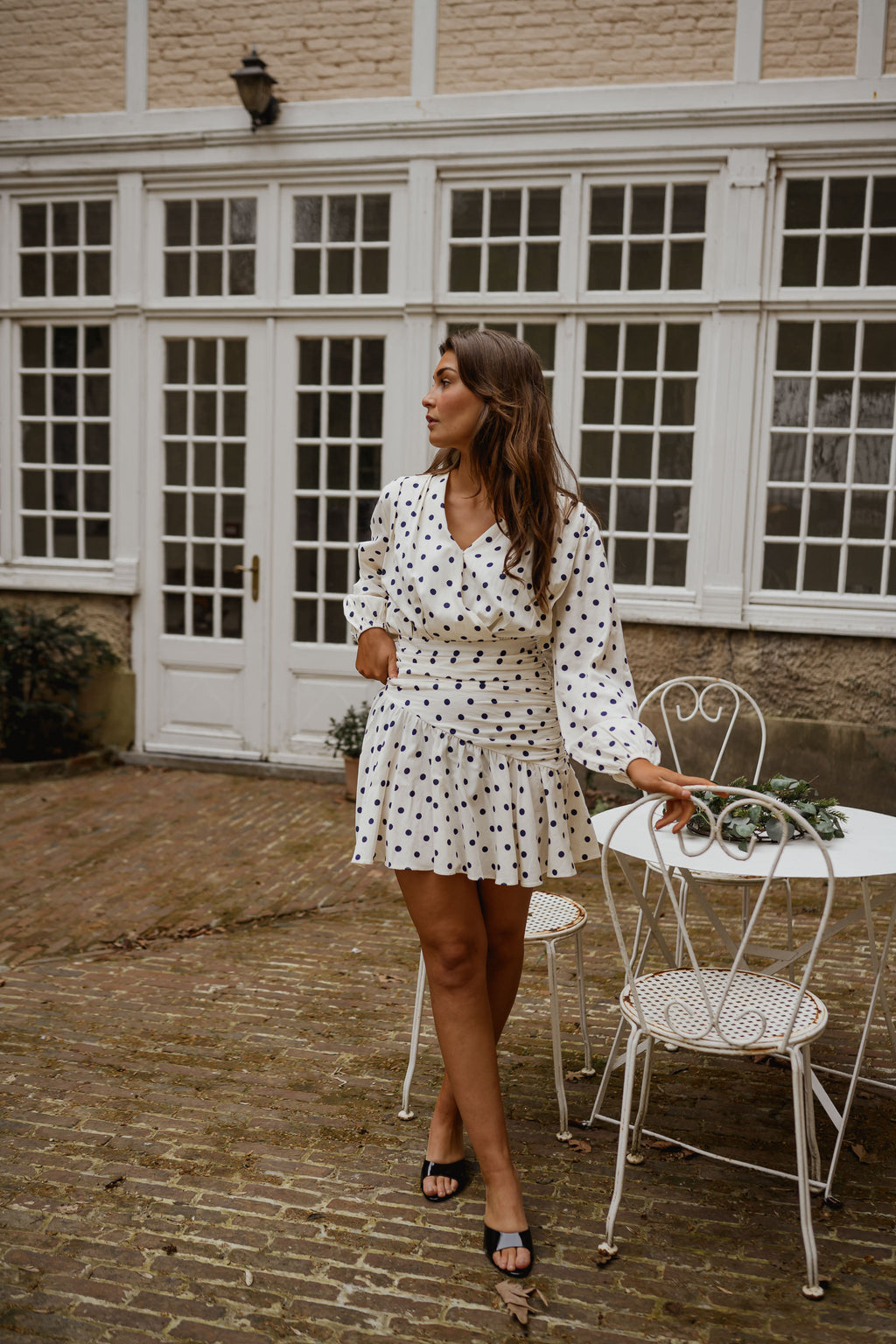 Robe Halie - écrue à pois