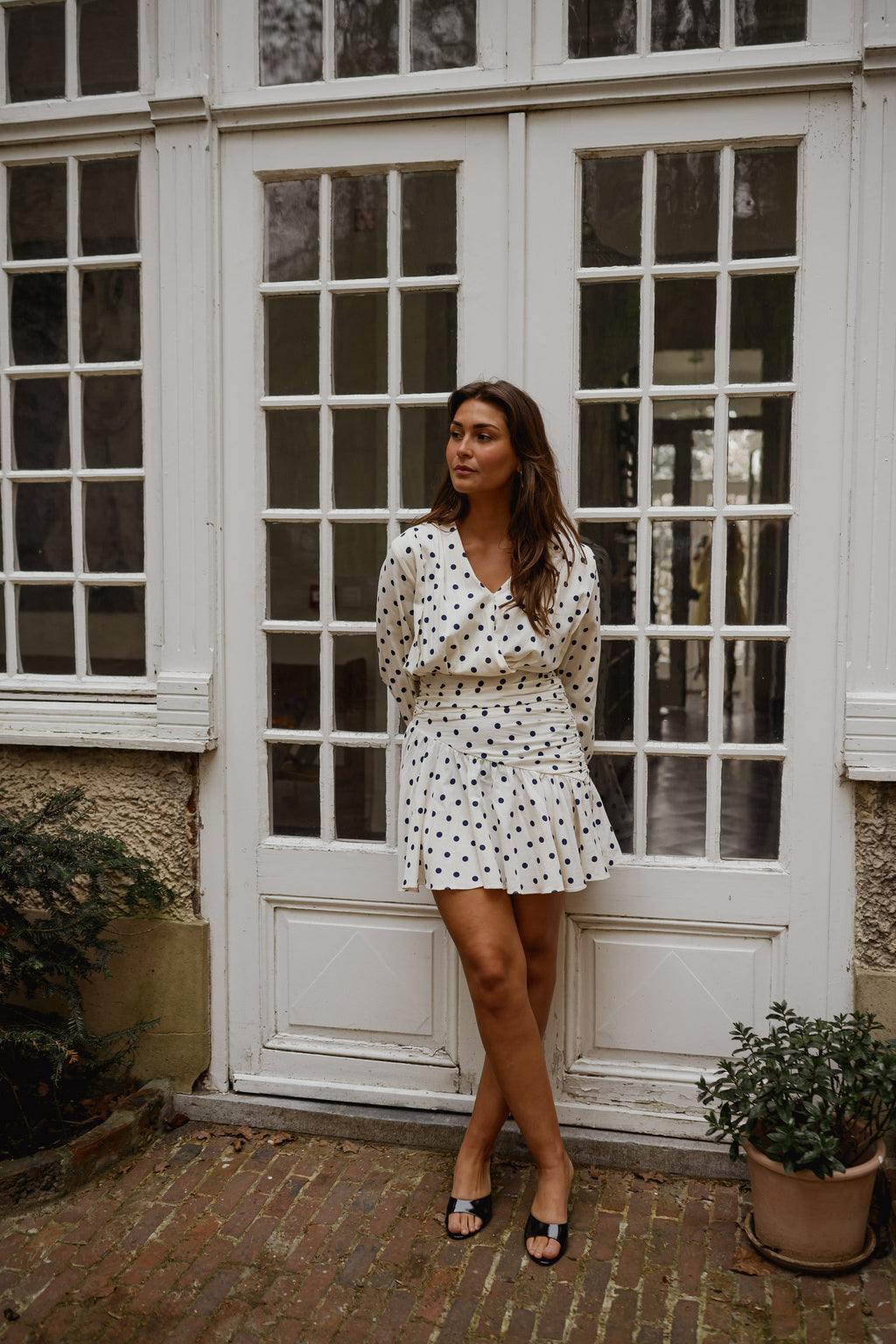 Robe Halie - écrue à pois