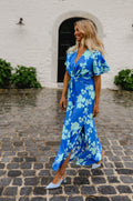 Robe Joanny - bleue à motifs