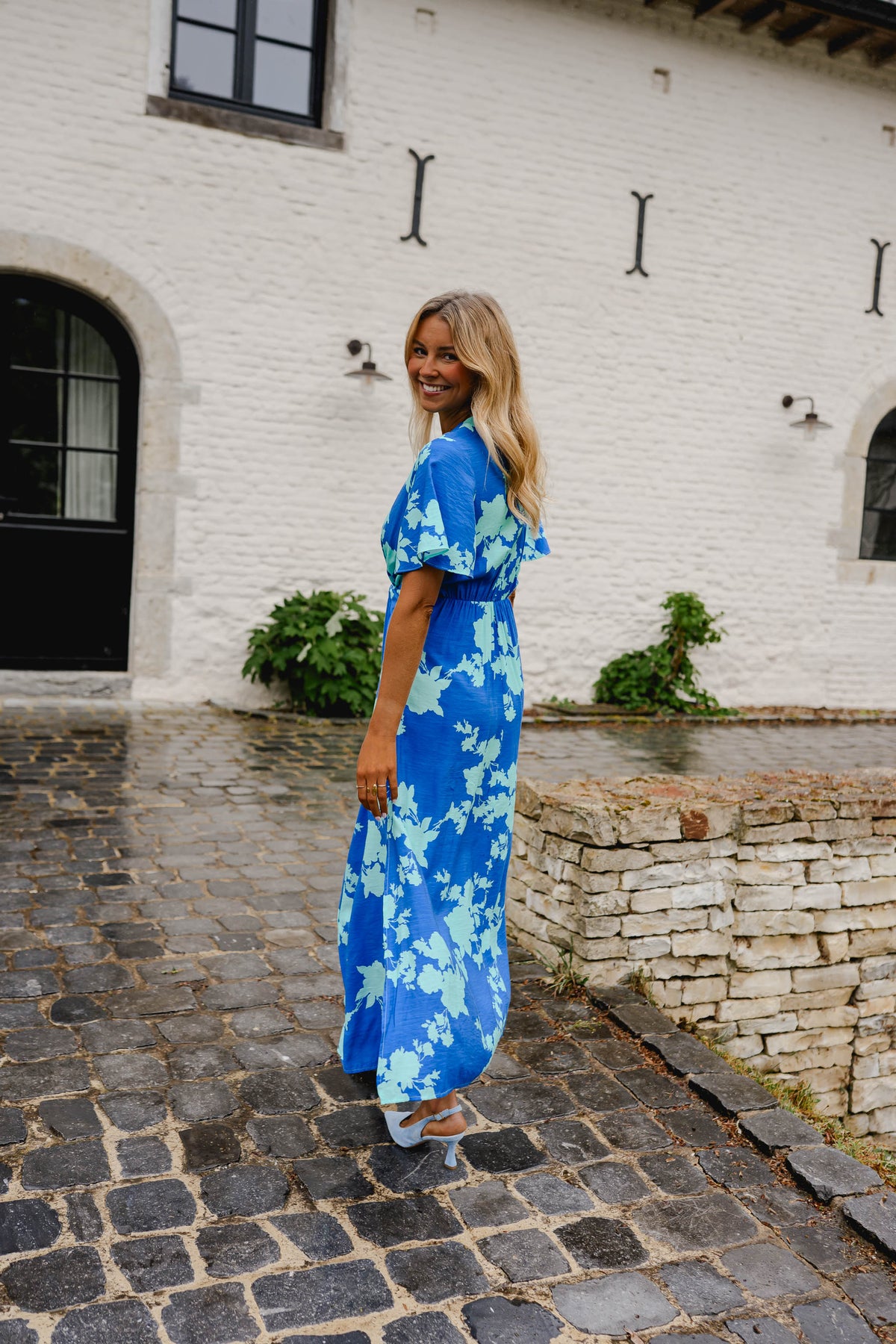 Robe Joanny - bleue à motifs