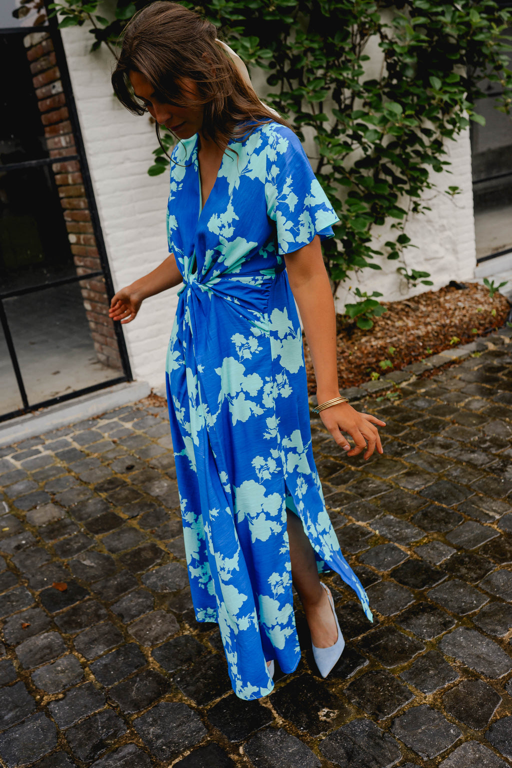 Robe Joanny - bleue à motifs