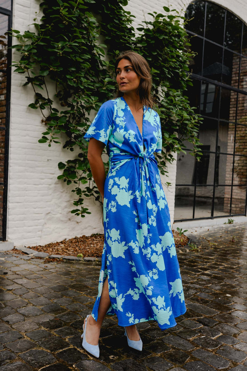 Robe Joanny - bleue à motifs