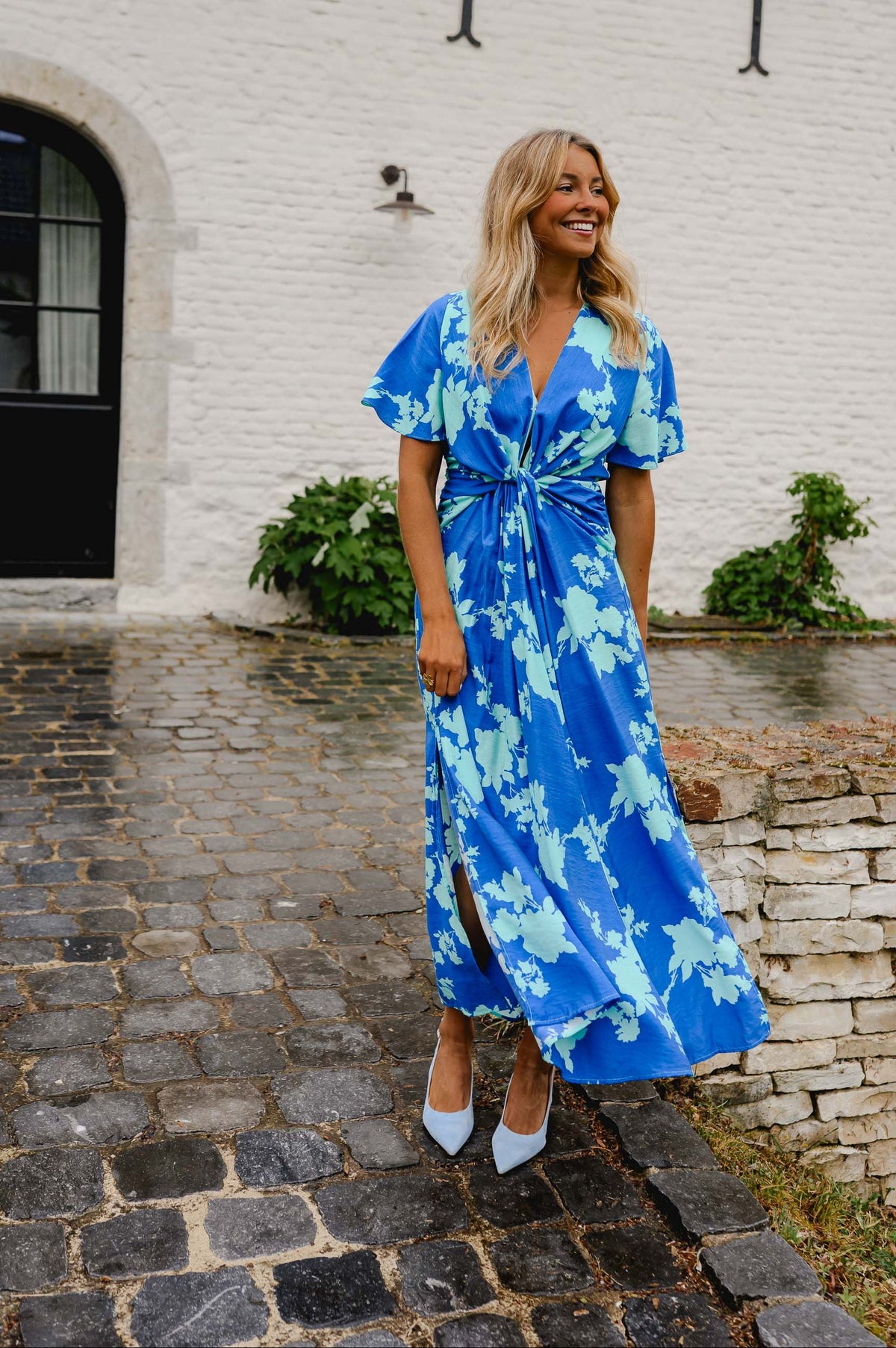 Robe Joanny - bleue à motifs