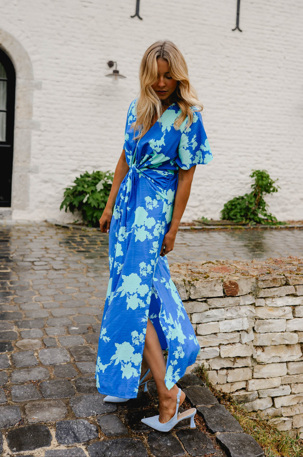 Robe Joanny - bleue à motifs
