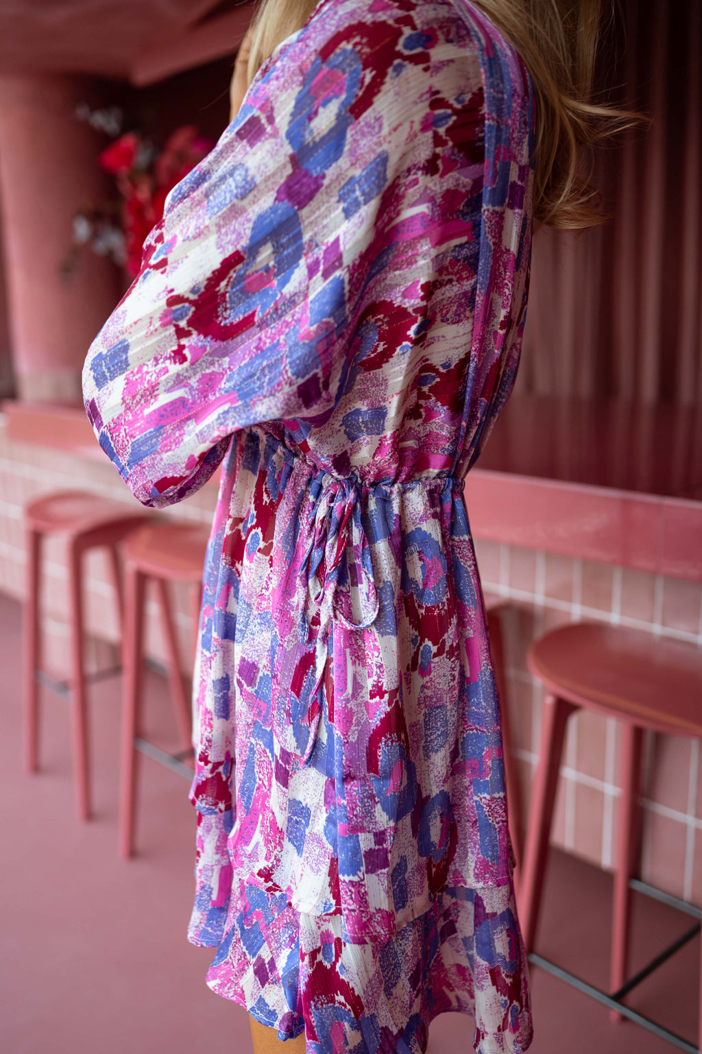 Robe Khali - mauve à motifs