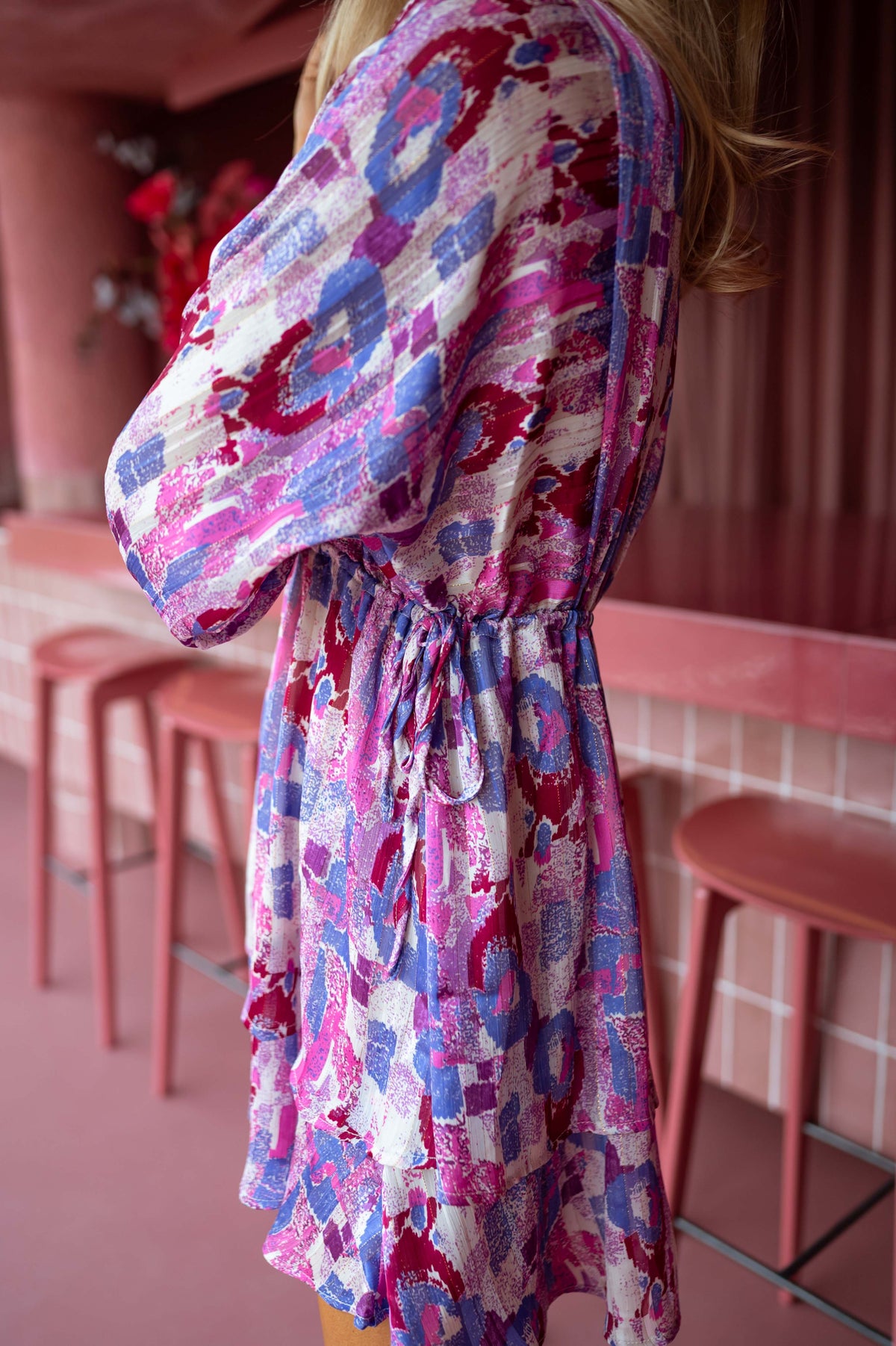 Robe Khali - mauve à motifs