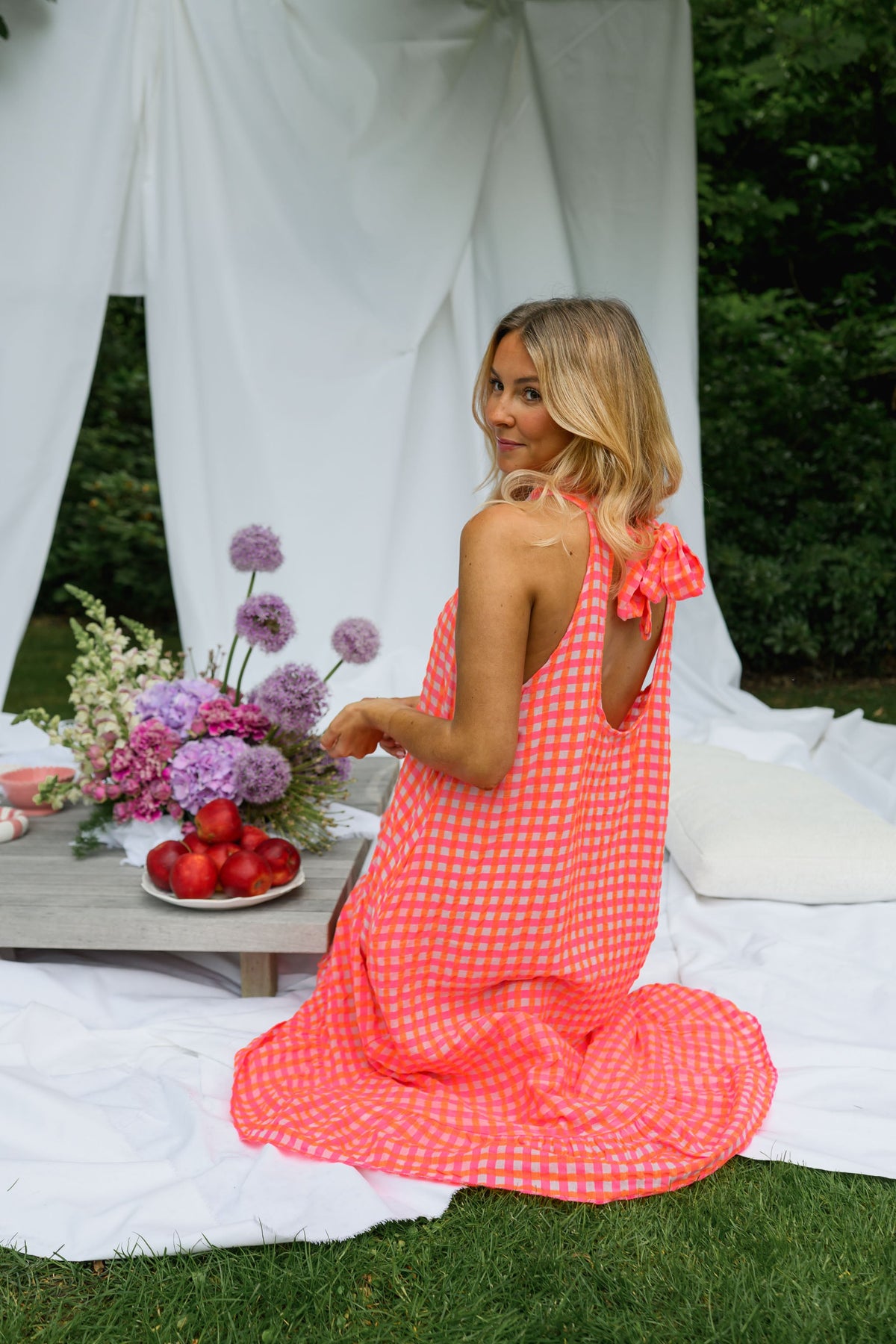 Robe Lana - orange et rose à carreaux