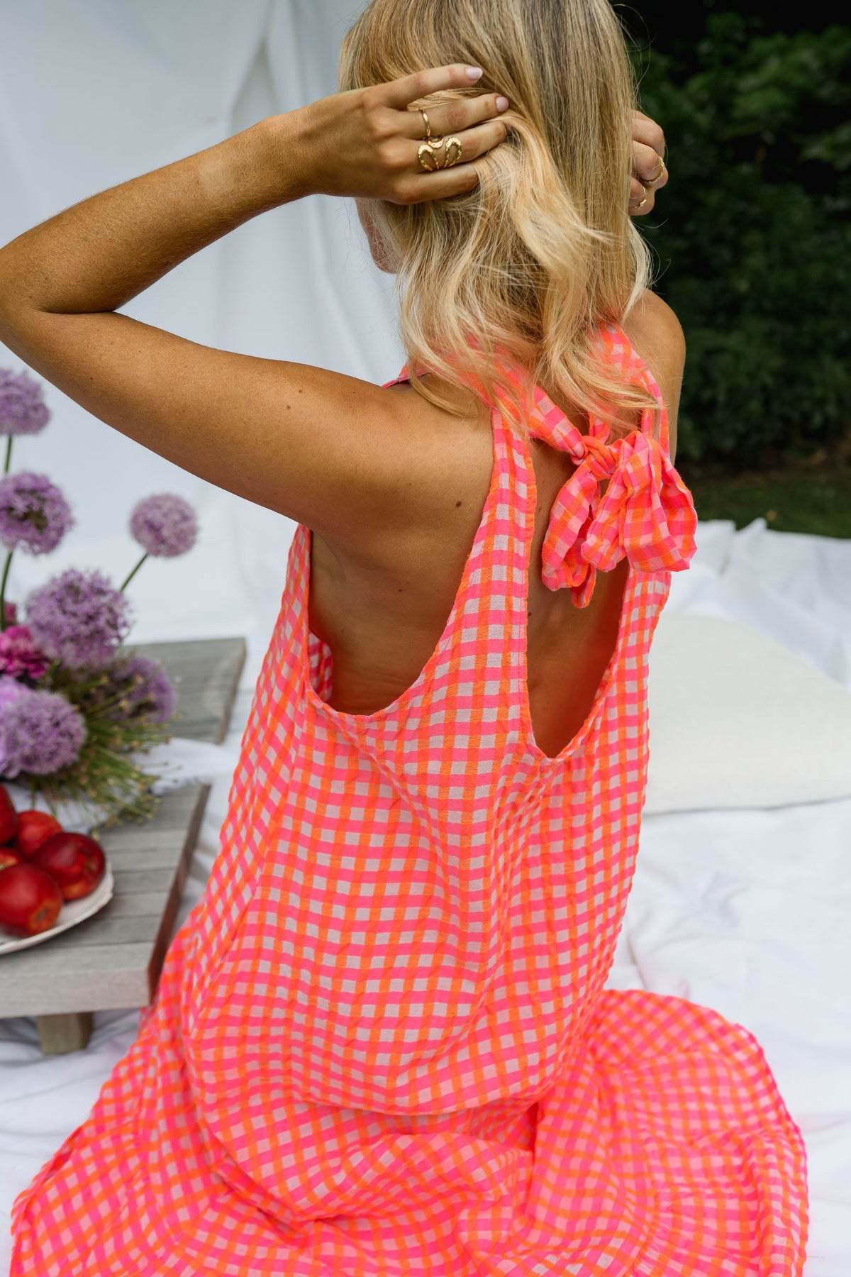 Robe Lana - orange et rose à carreaux