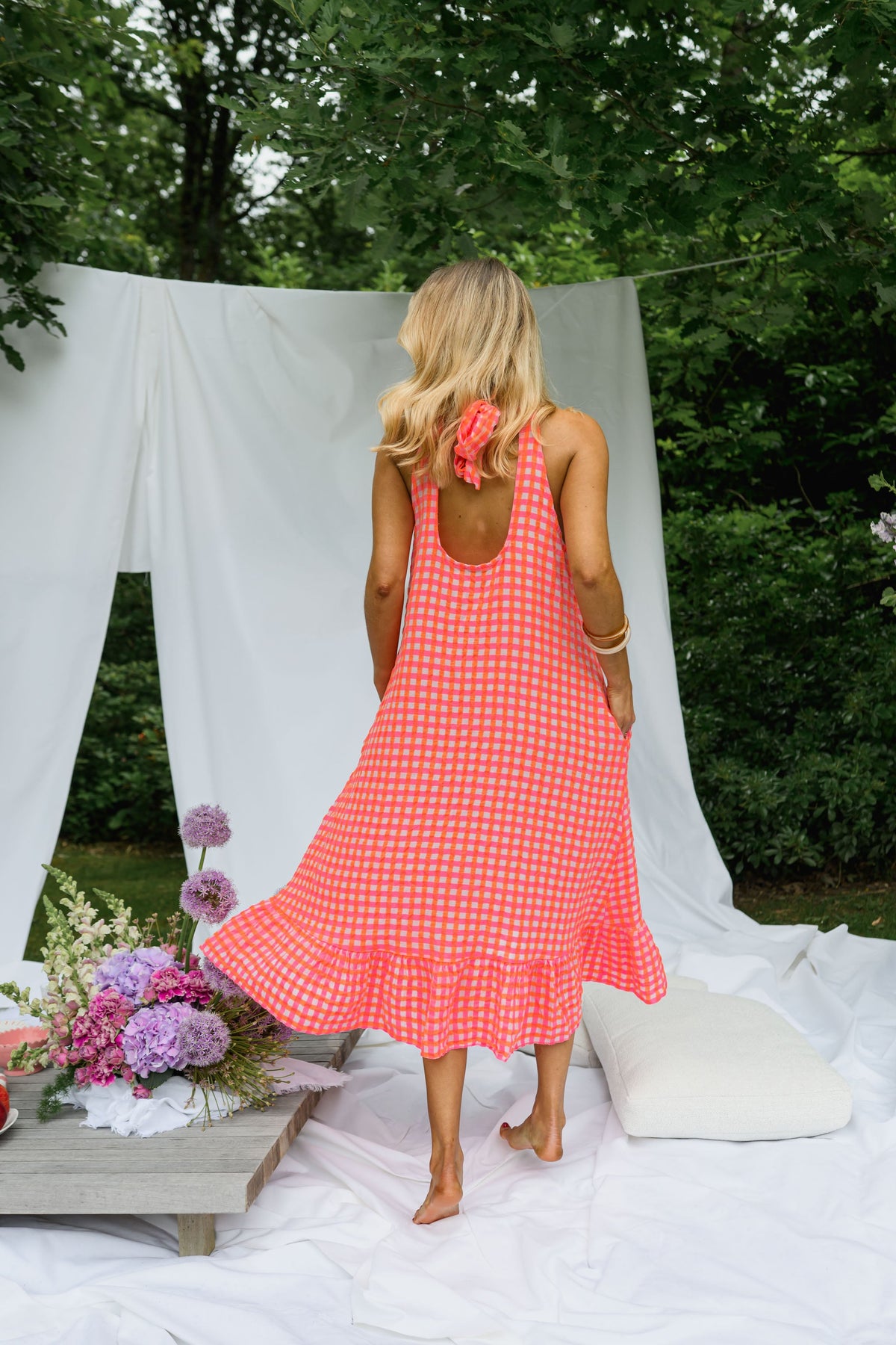 Robe Lana - orange et rose à carreaux