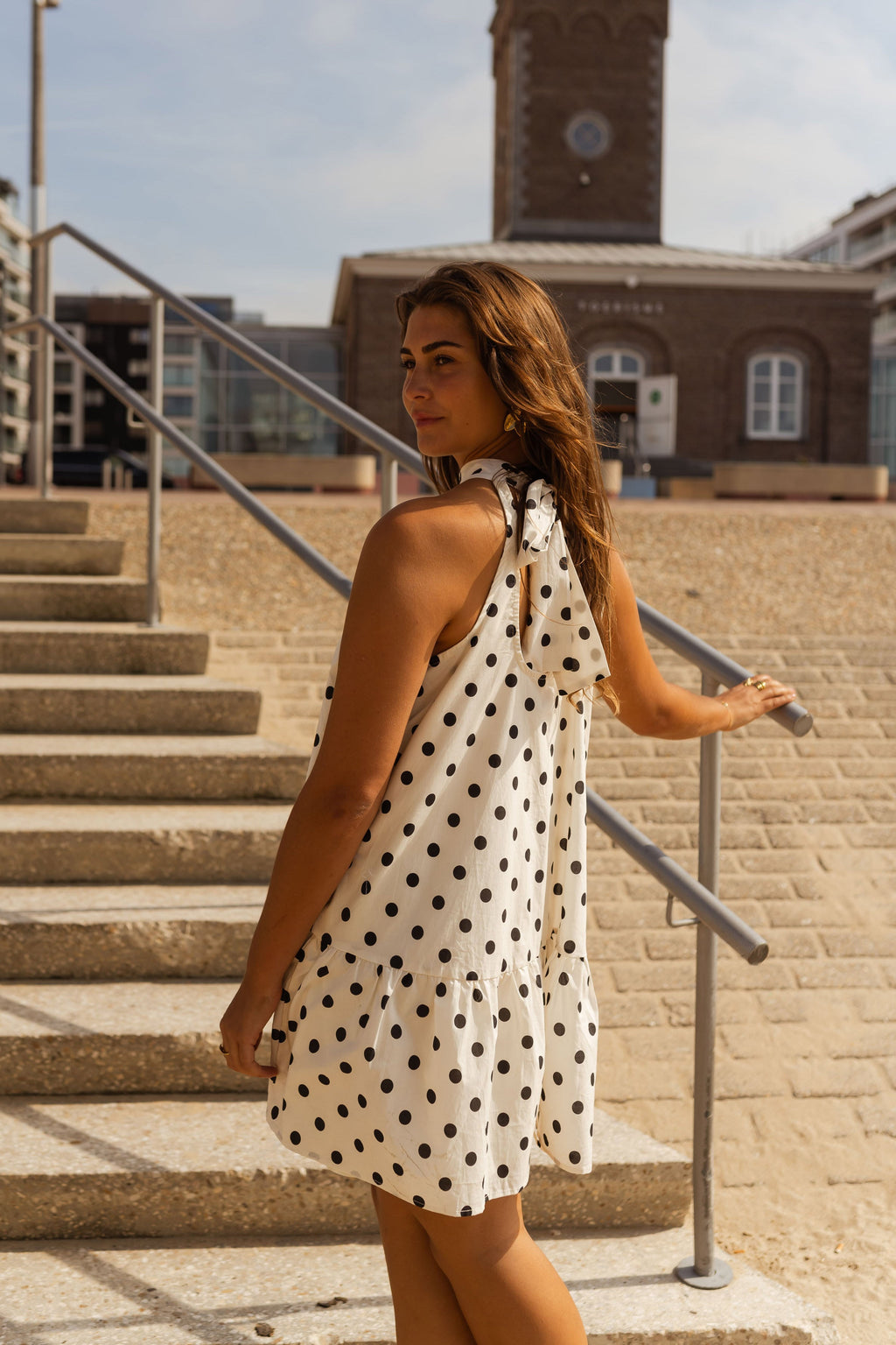 Robe Marilyne - écrue à pois