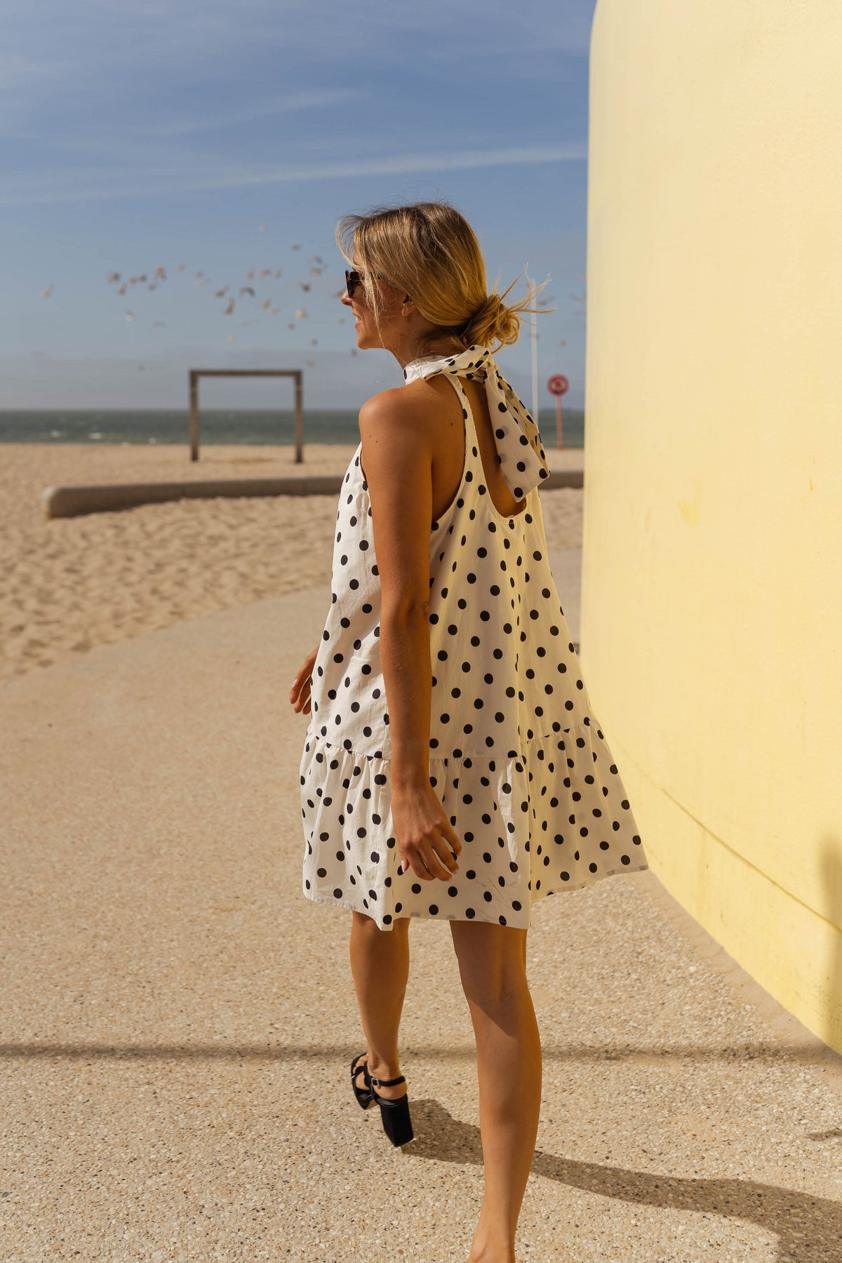 Robe Marilyne - écrue à pois