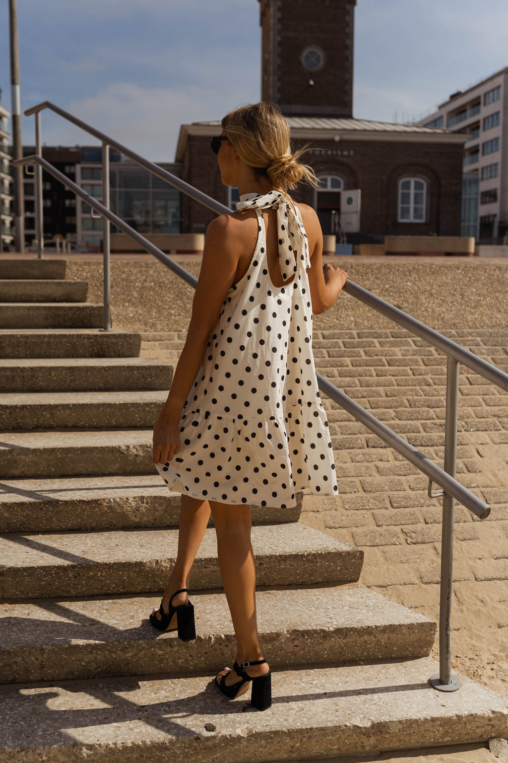 Robe Marilyne - écrue à pois