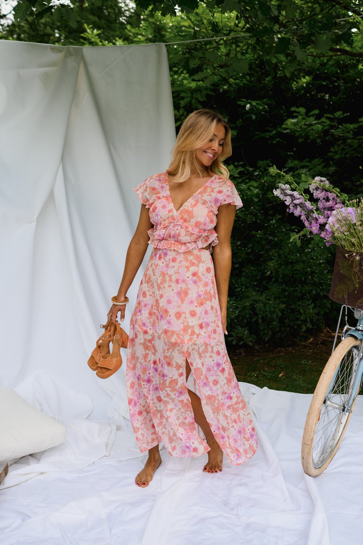 Robe Odile - rose à fleurs