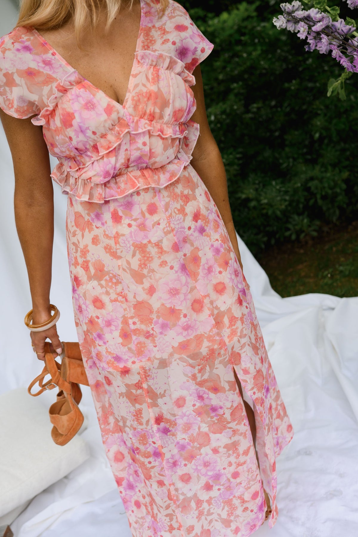 Robe Odile - rose à fleurs
