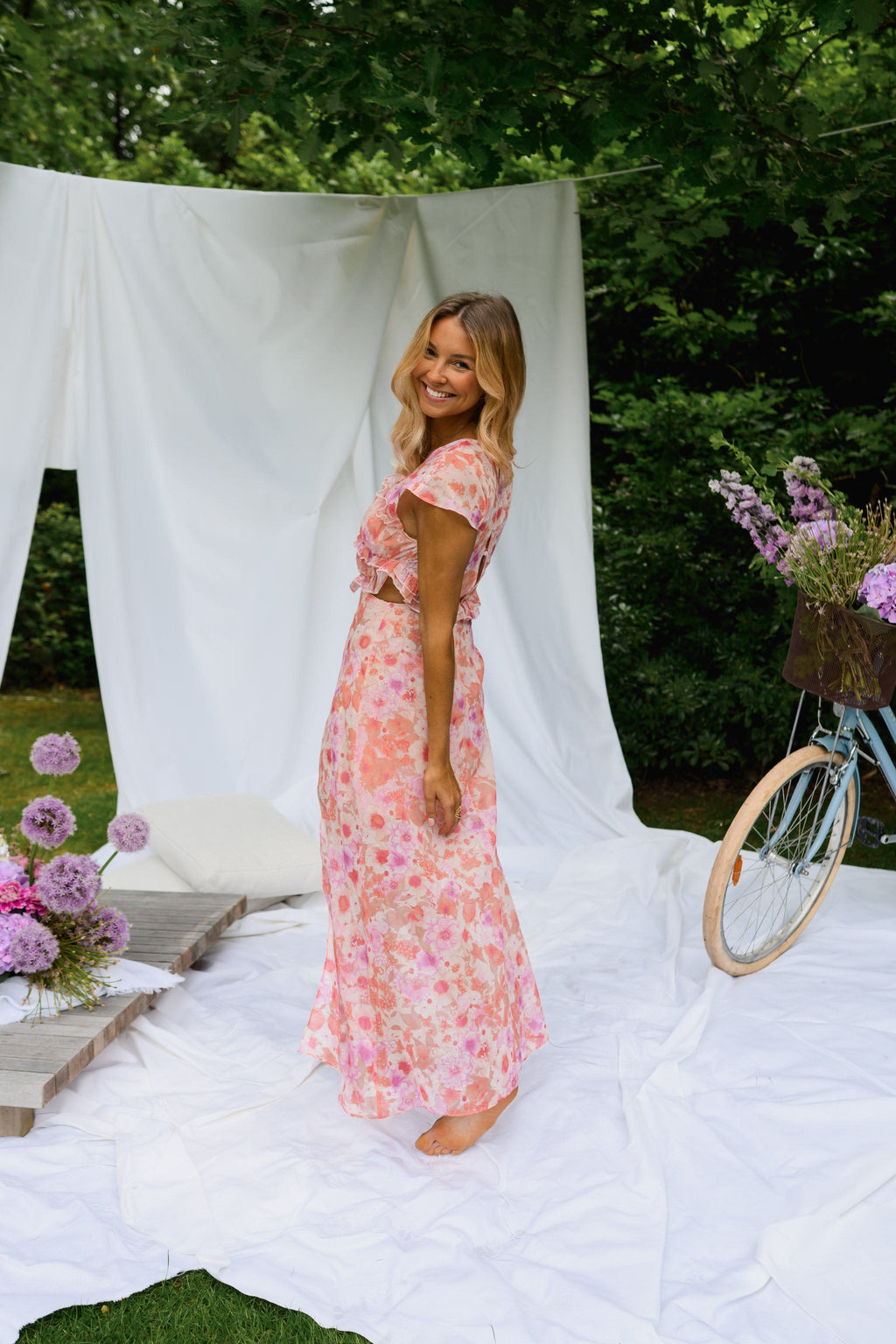 Robe Odile - rose à fleurs