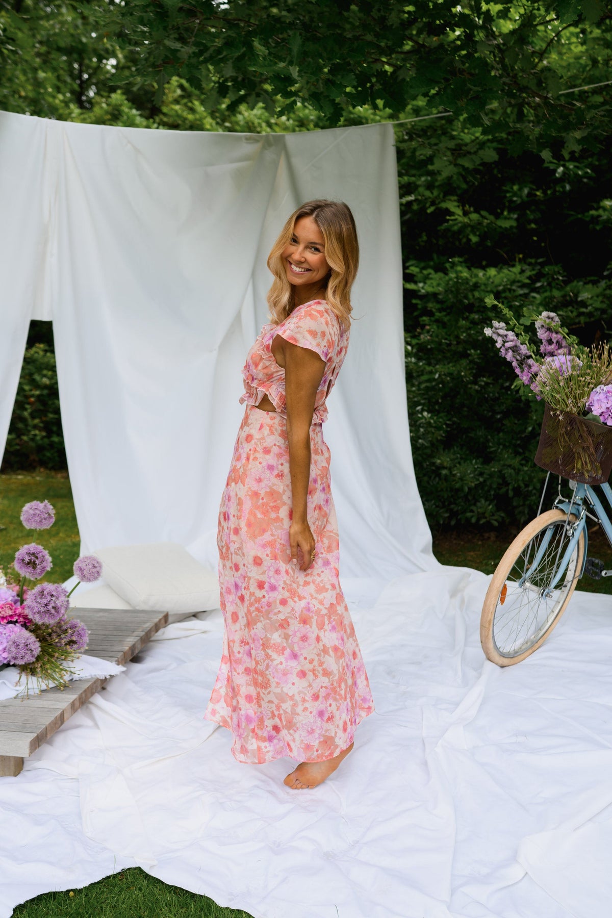 Robe Odile - rose à fleurs