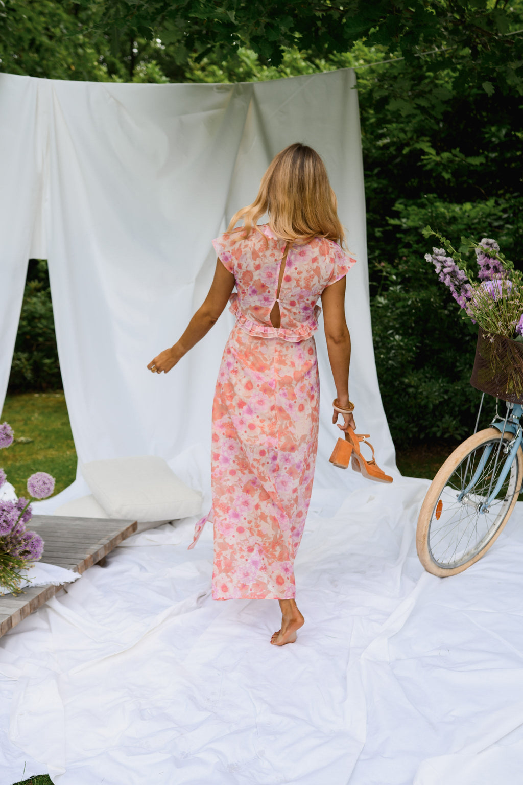 Robe Odile - rose à fleurs