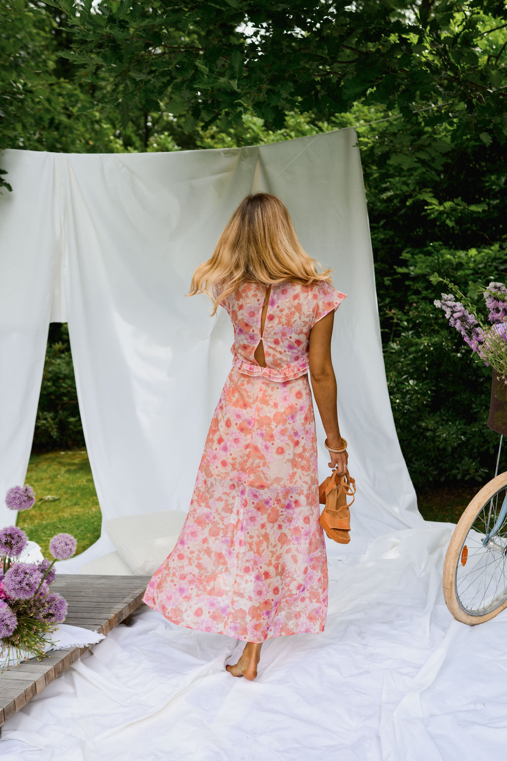 Robe Odile - rose à fleurs