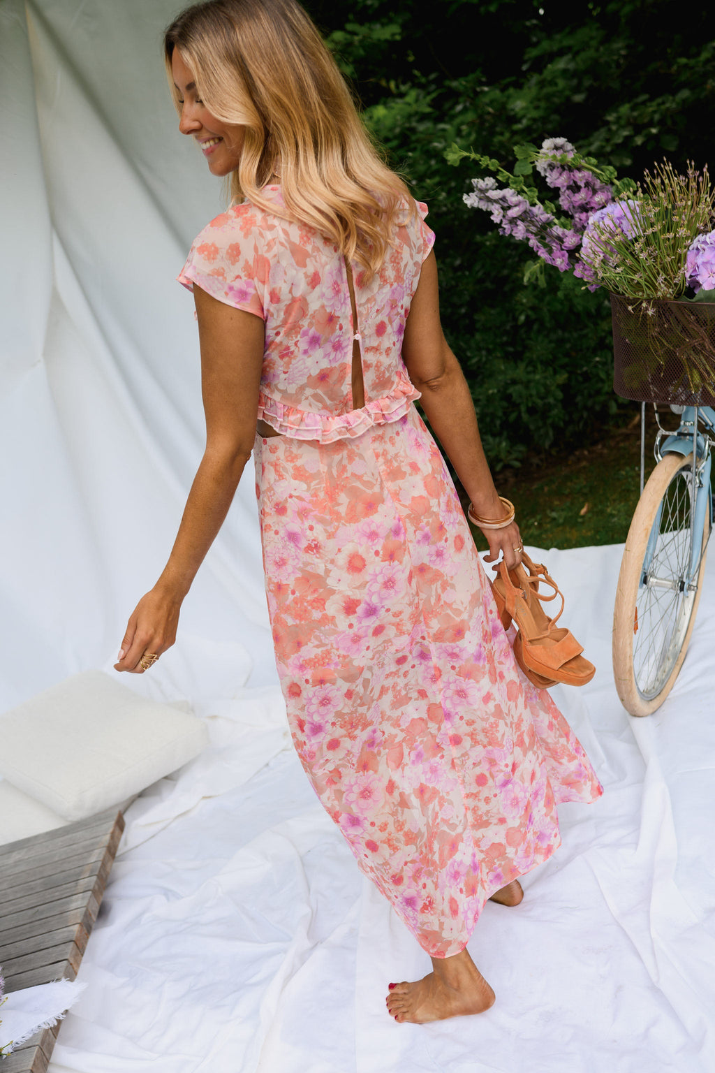 Robe Odile - rose à fleurs
