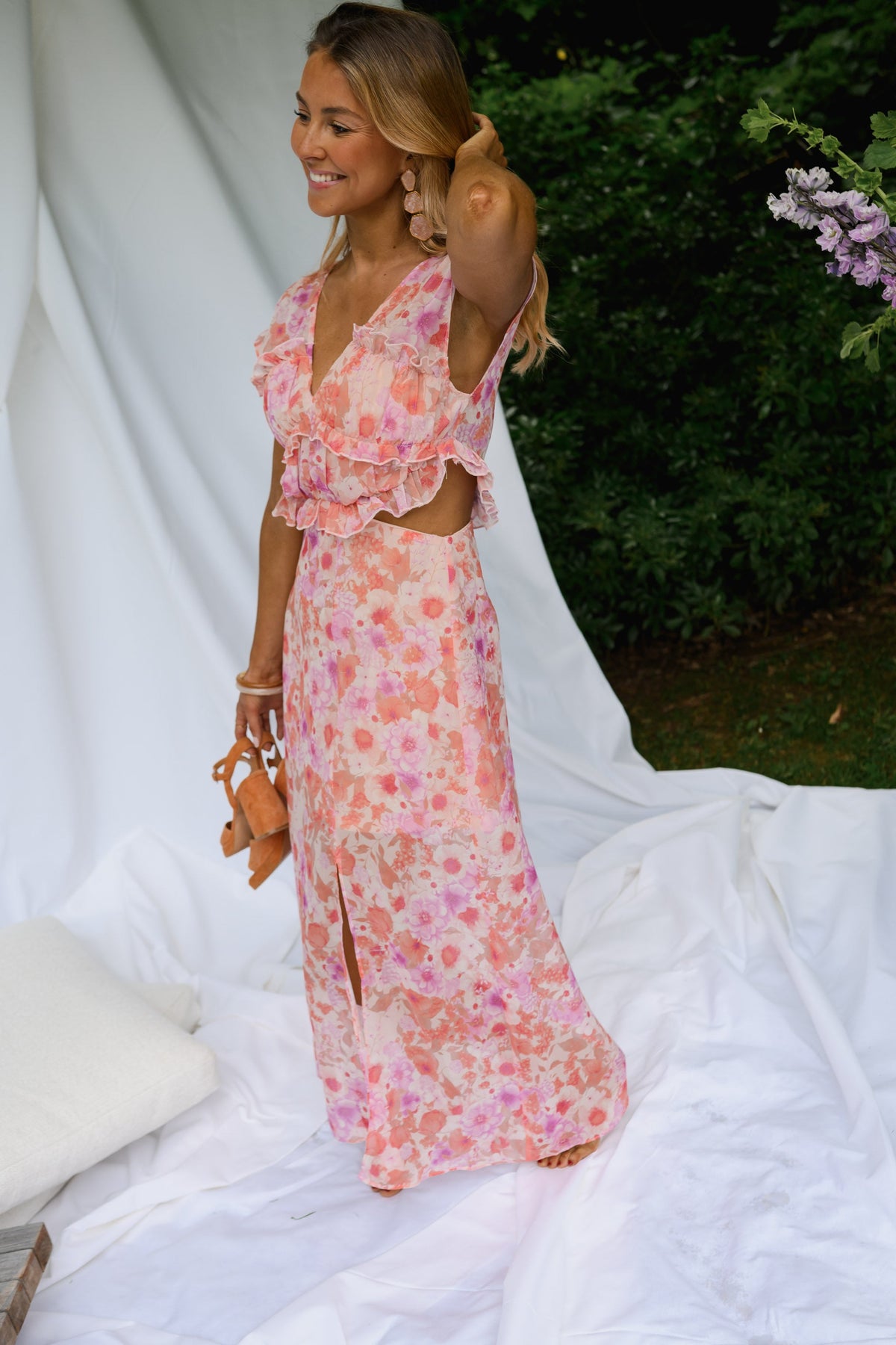 Robe Odile - rose à fleurs