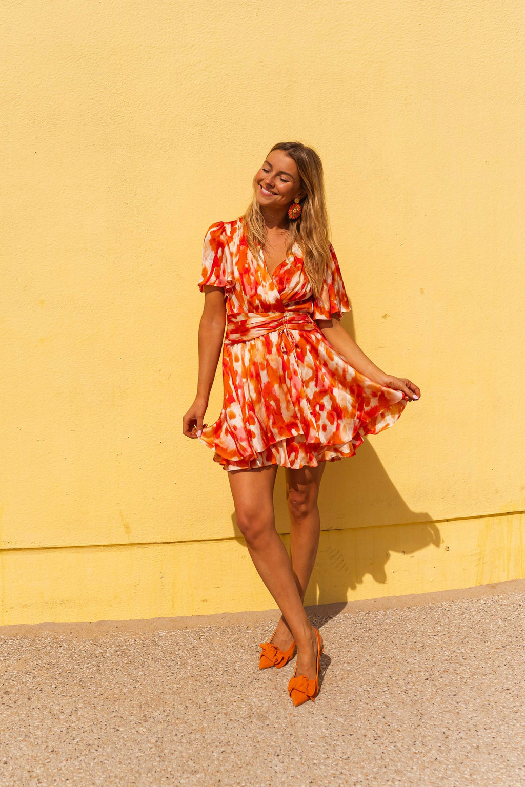 Robe Ophélie - rose et orange