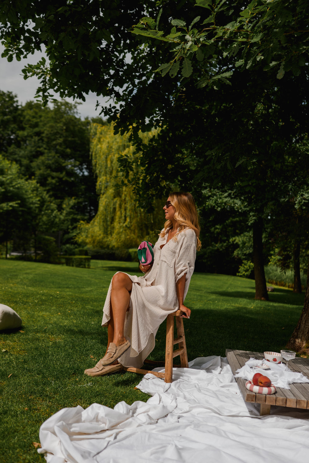 Robe Raquel - beige en gaze de coton