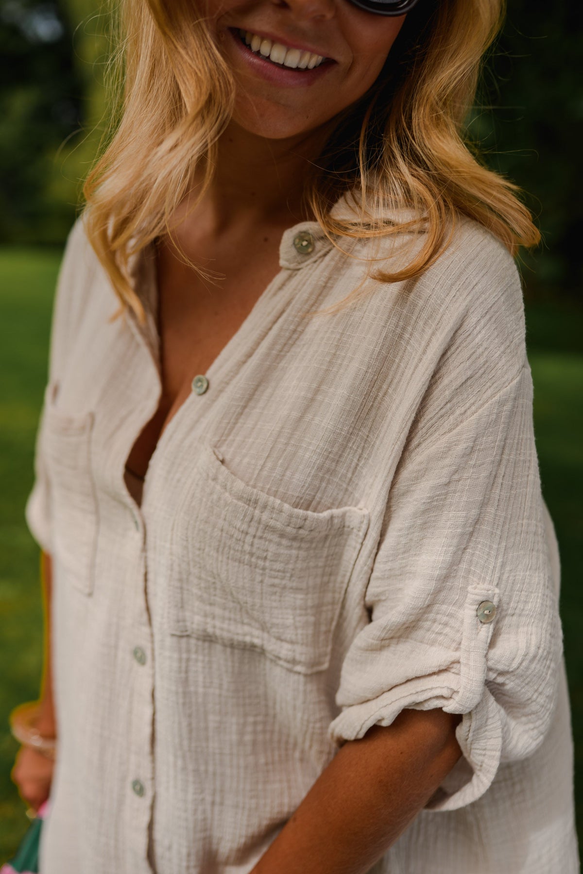 Robe Raquel - beige en gaze de coton