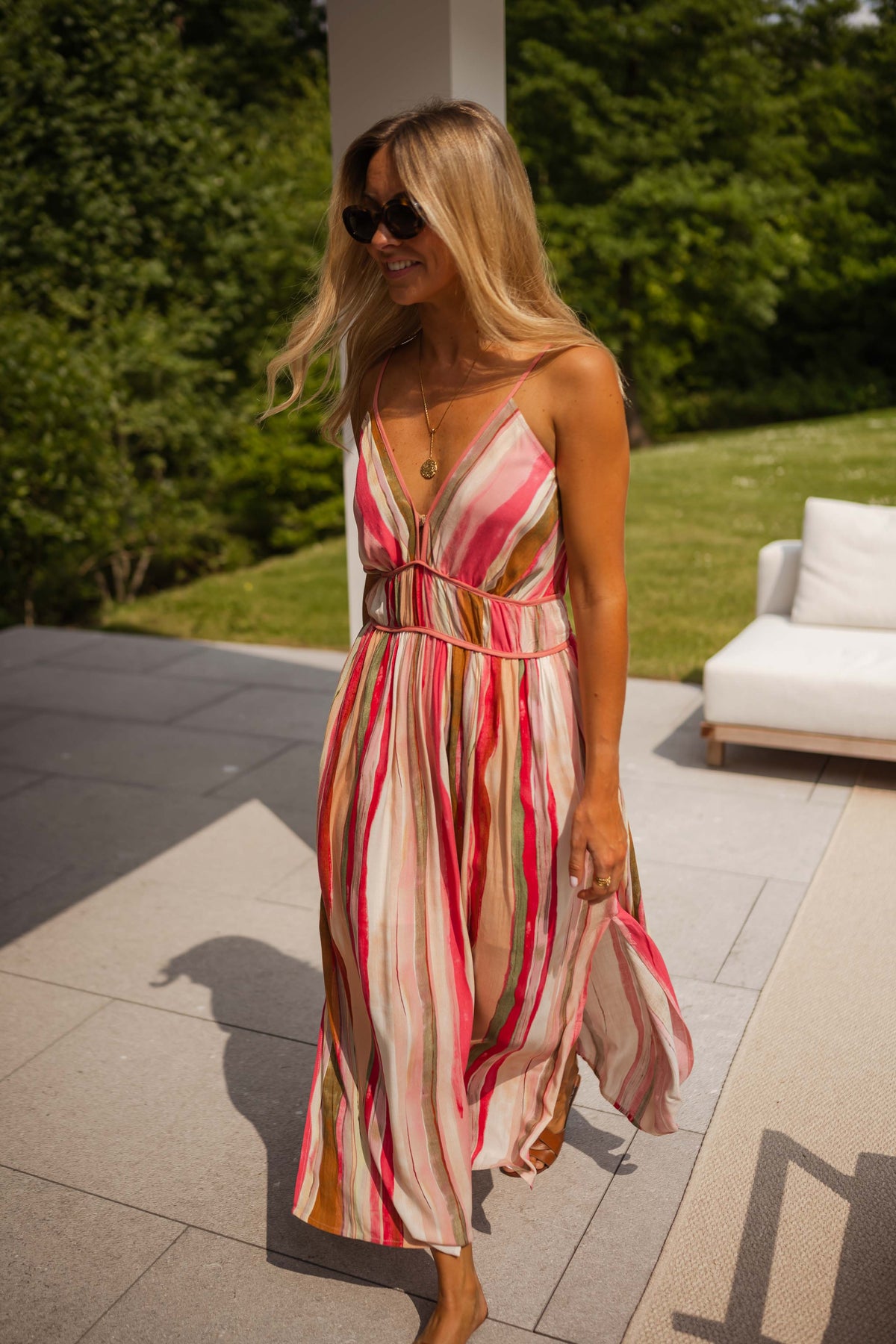 Robe Sanah - rose à lignes