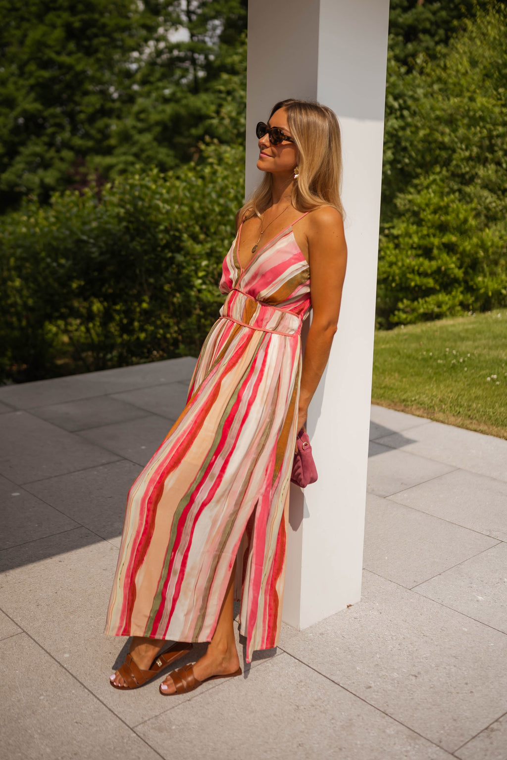 Robe Sanah - rose à lignes