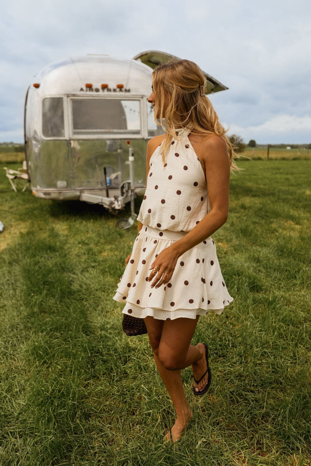 Robe Selena - écrue à pois chocolat