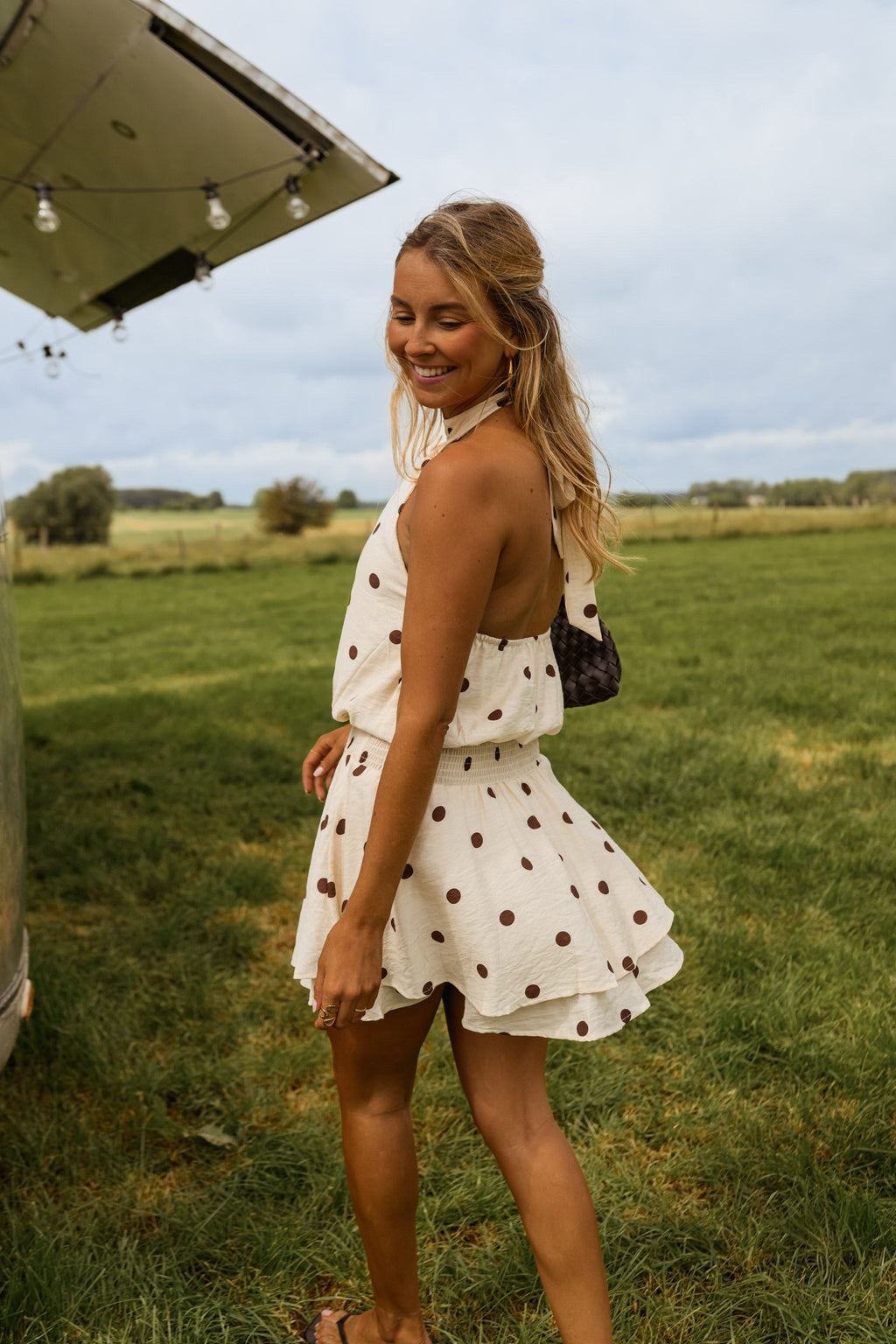 Robe Selena - écrue à pois chocolat