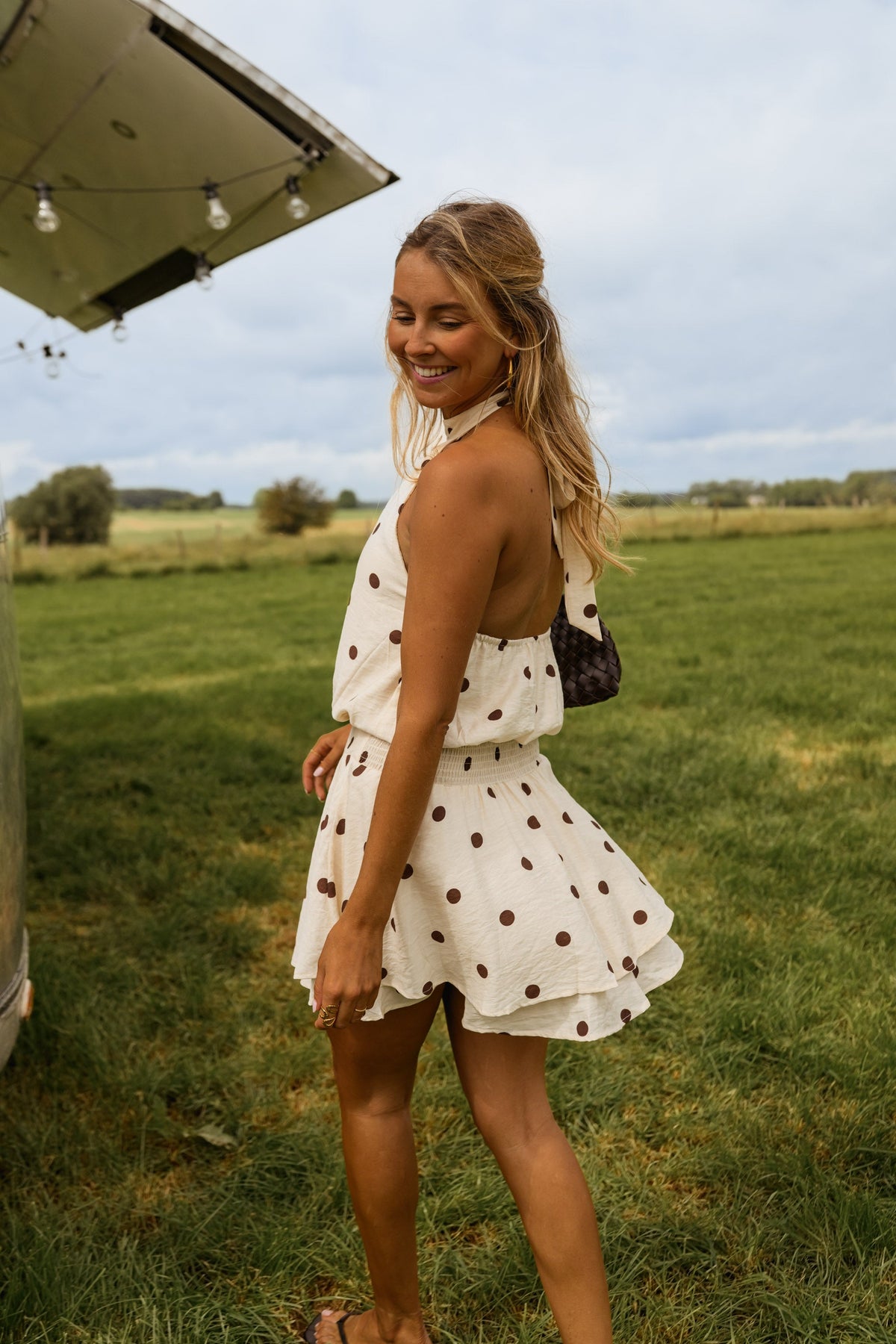 Robe Selena - écrue à pois chocolat
