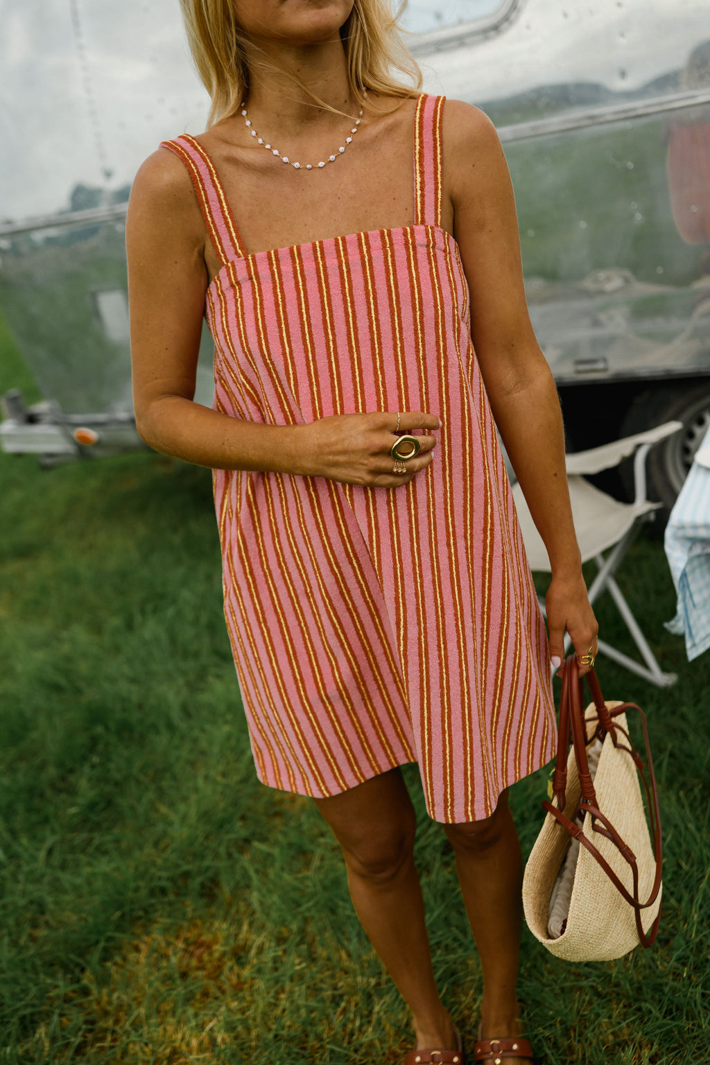 Robe Veronica - rose à lignes