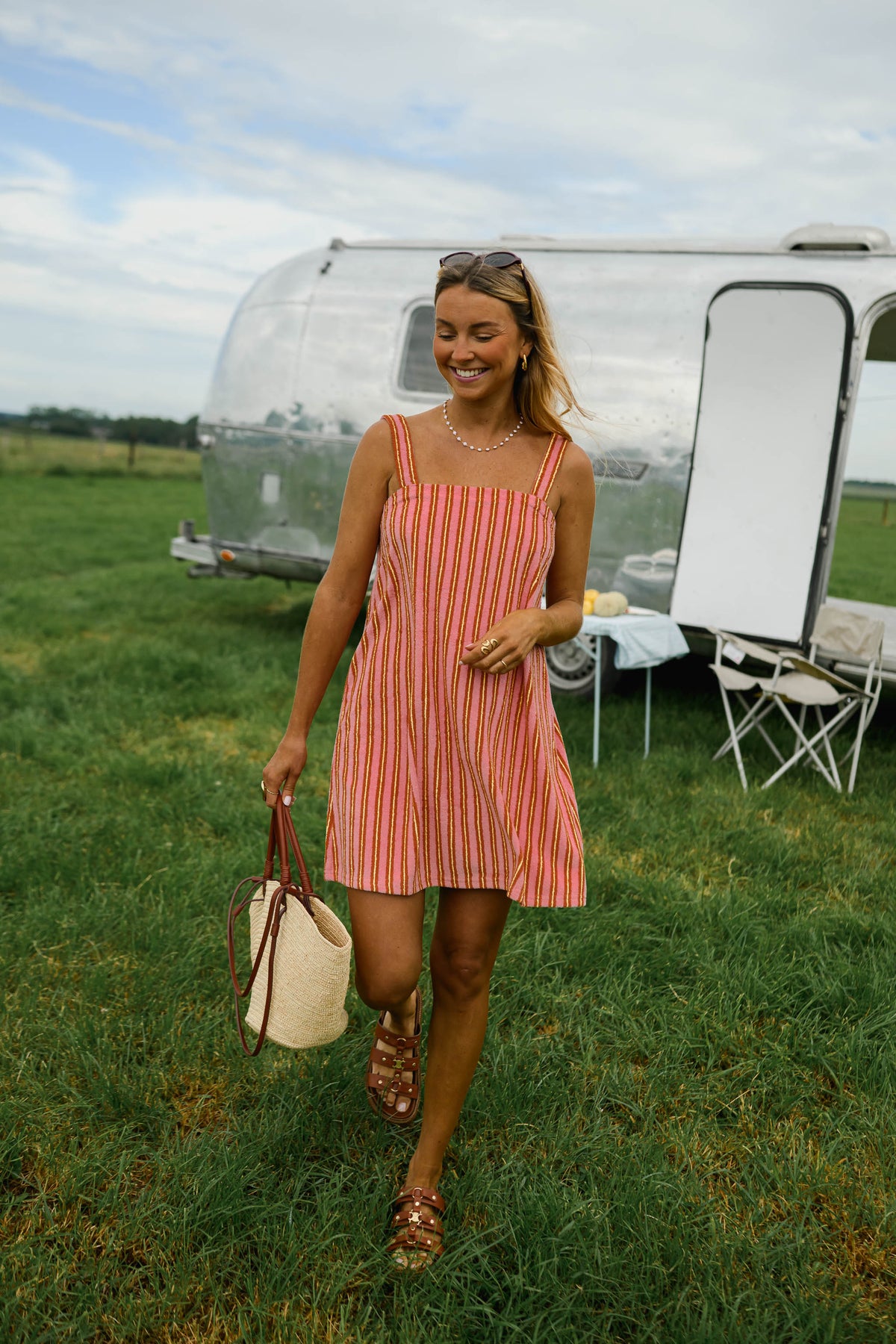 Robe Veronica - rose à lignes